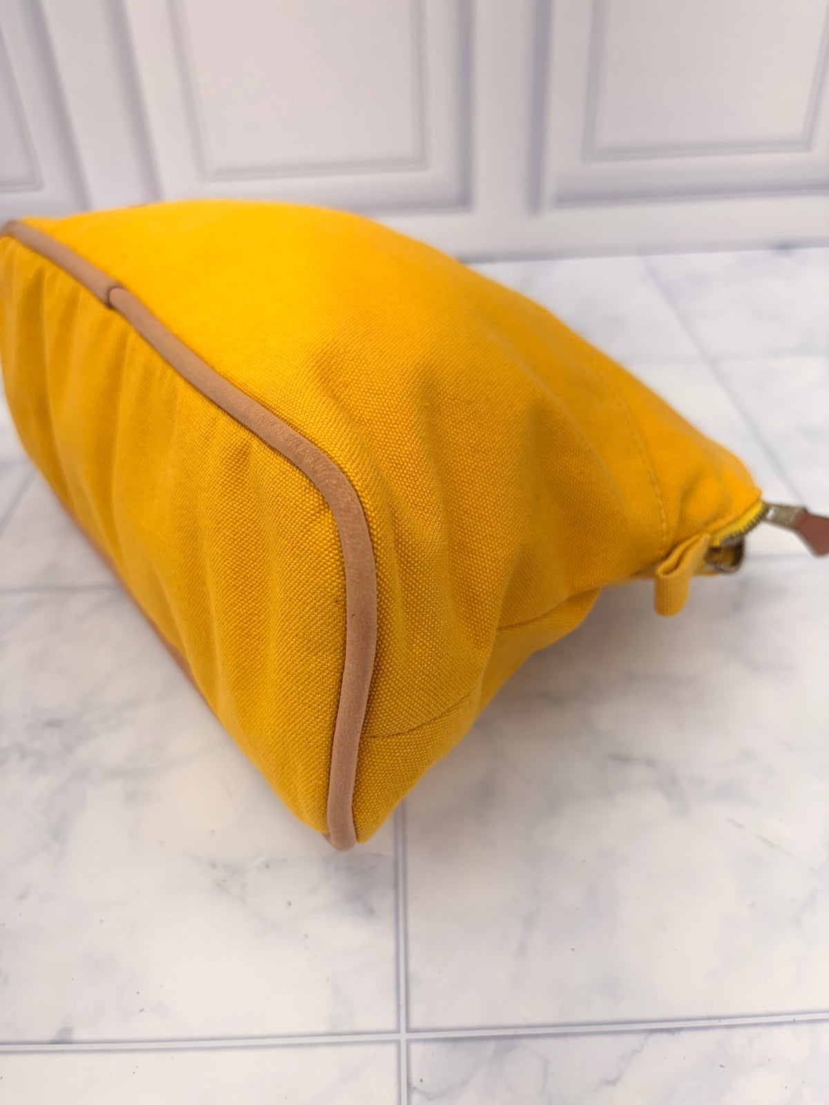 Hermes Yellow Canvas Bolide Pouch 30