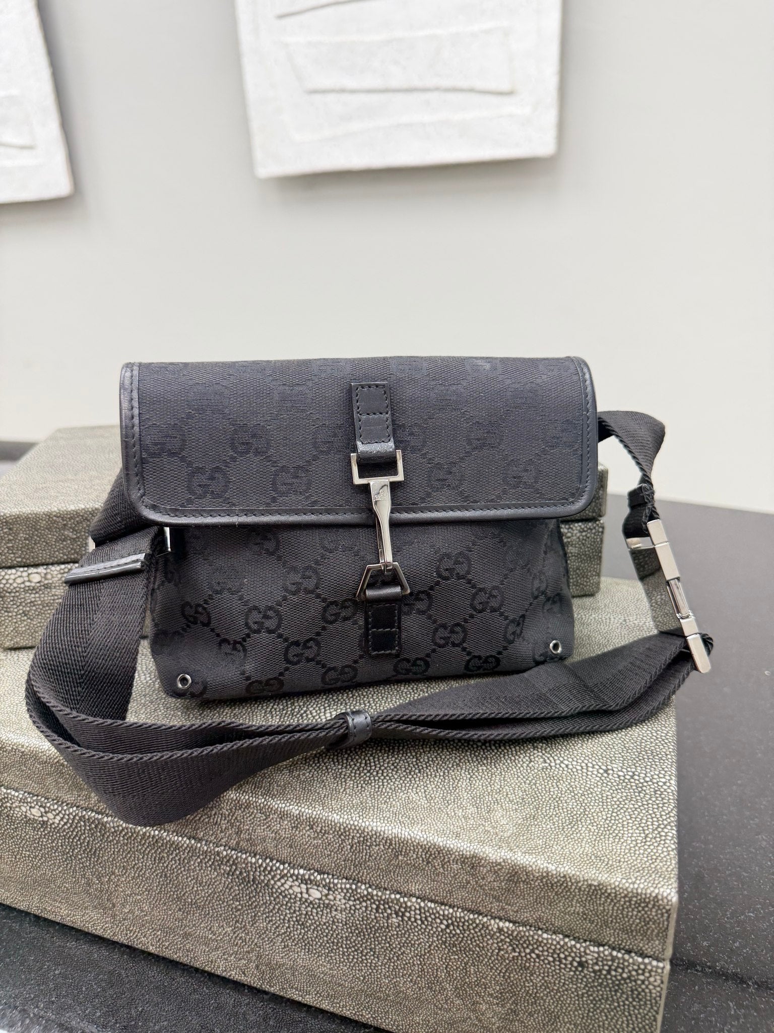 Gucci Black GG Canvas Belt Bag
