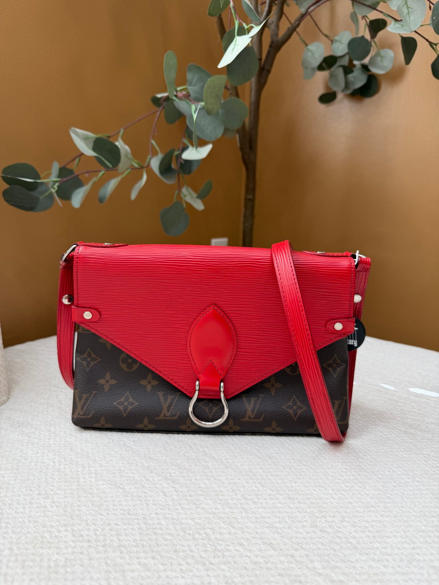 Louis Vuitton Red Epi Leather Monogram Saint Michel Shoulder Bag