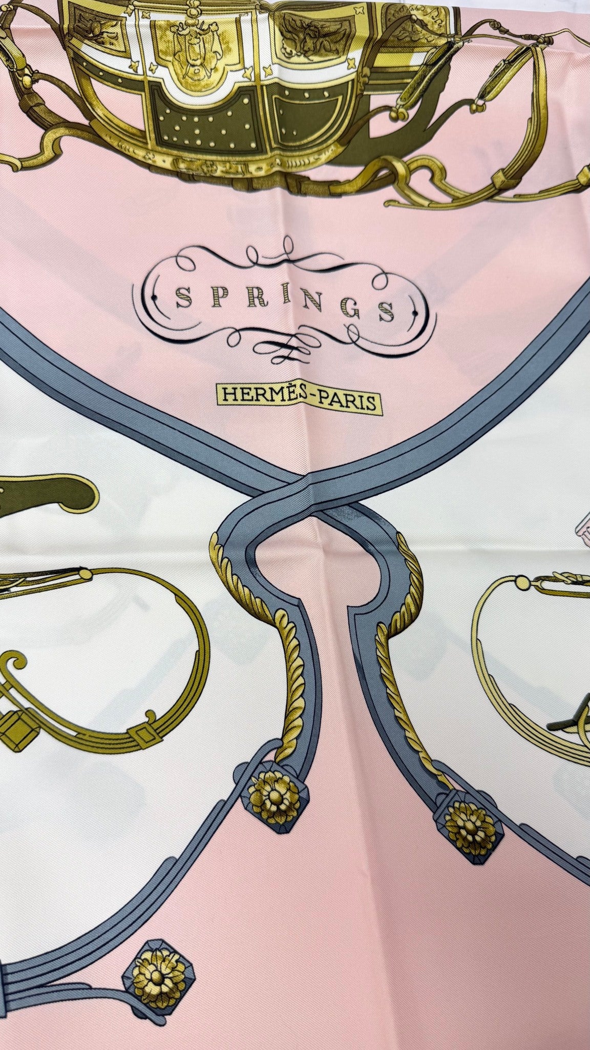 Hermes Pink Silk Springs Carre 90 Scarf