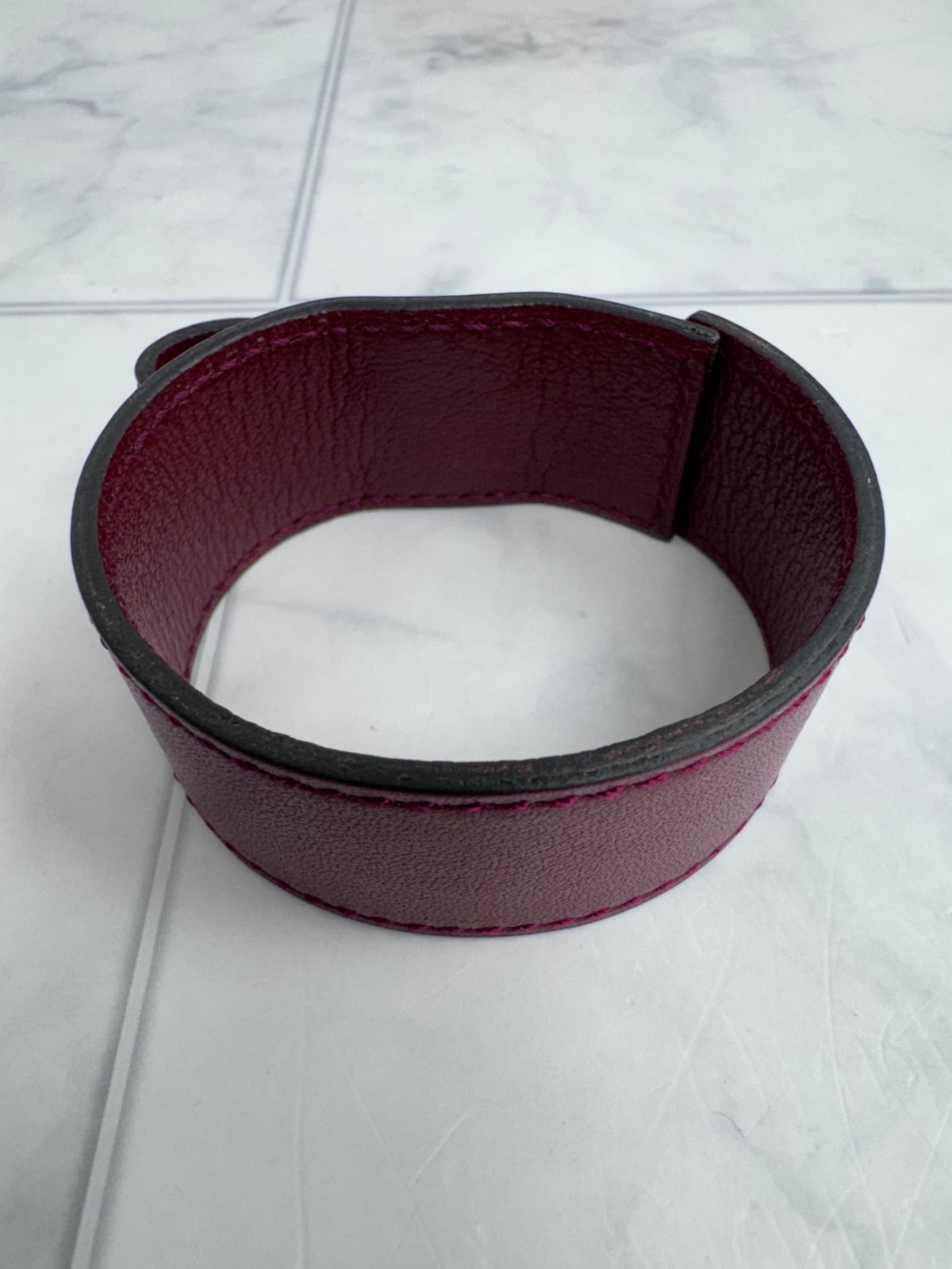 Hermes Burgundy Leather Artemis Bracelet