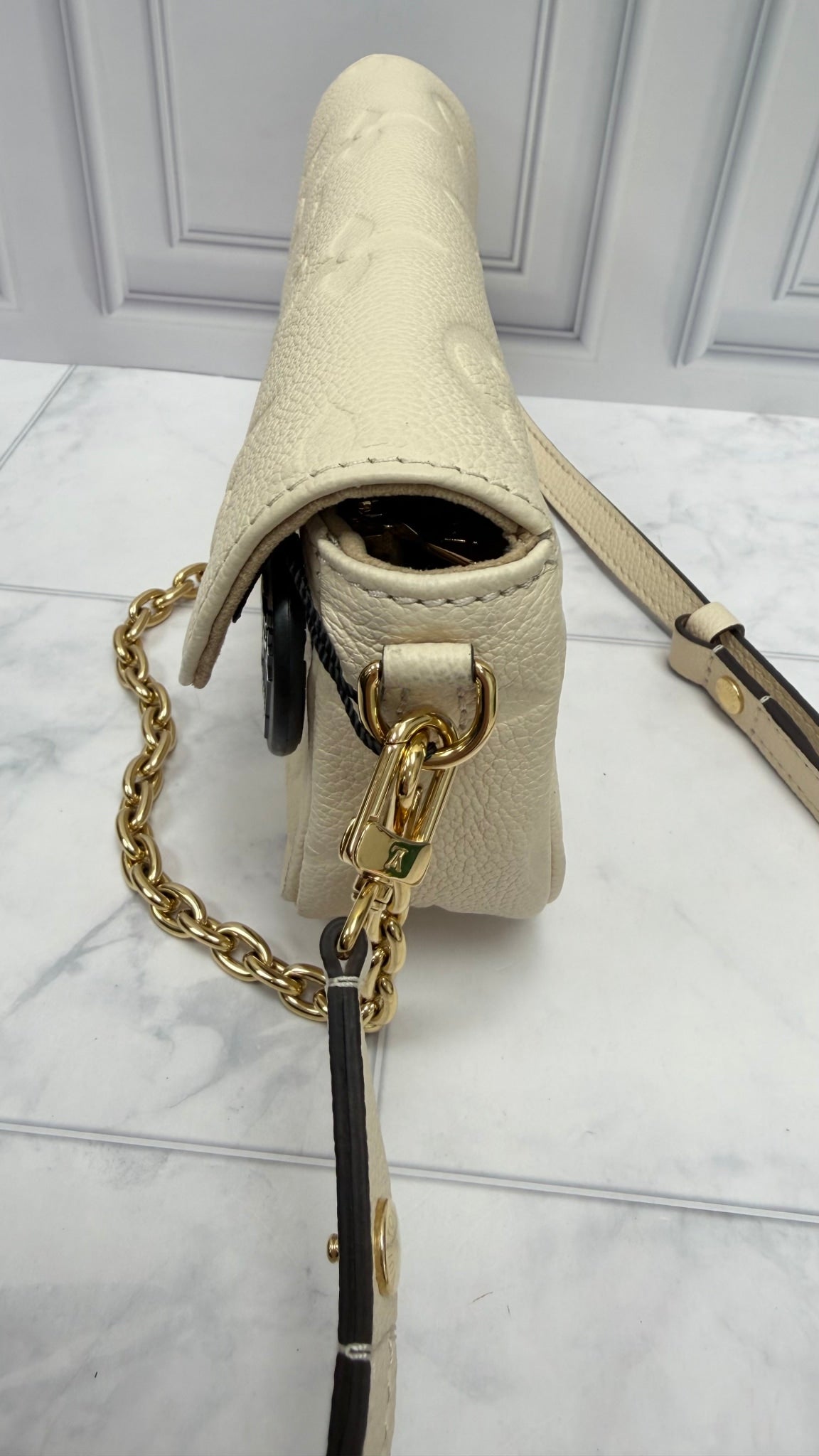 Louis Vuitton Cream Empreinte Ivy Wallet on a Chain