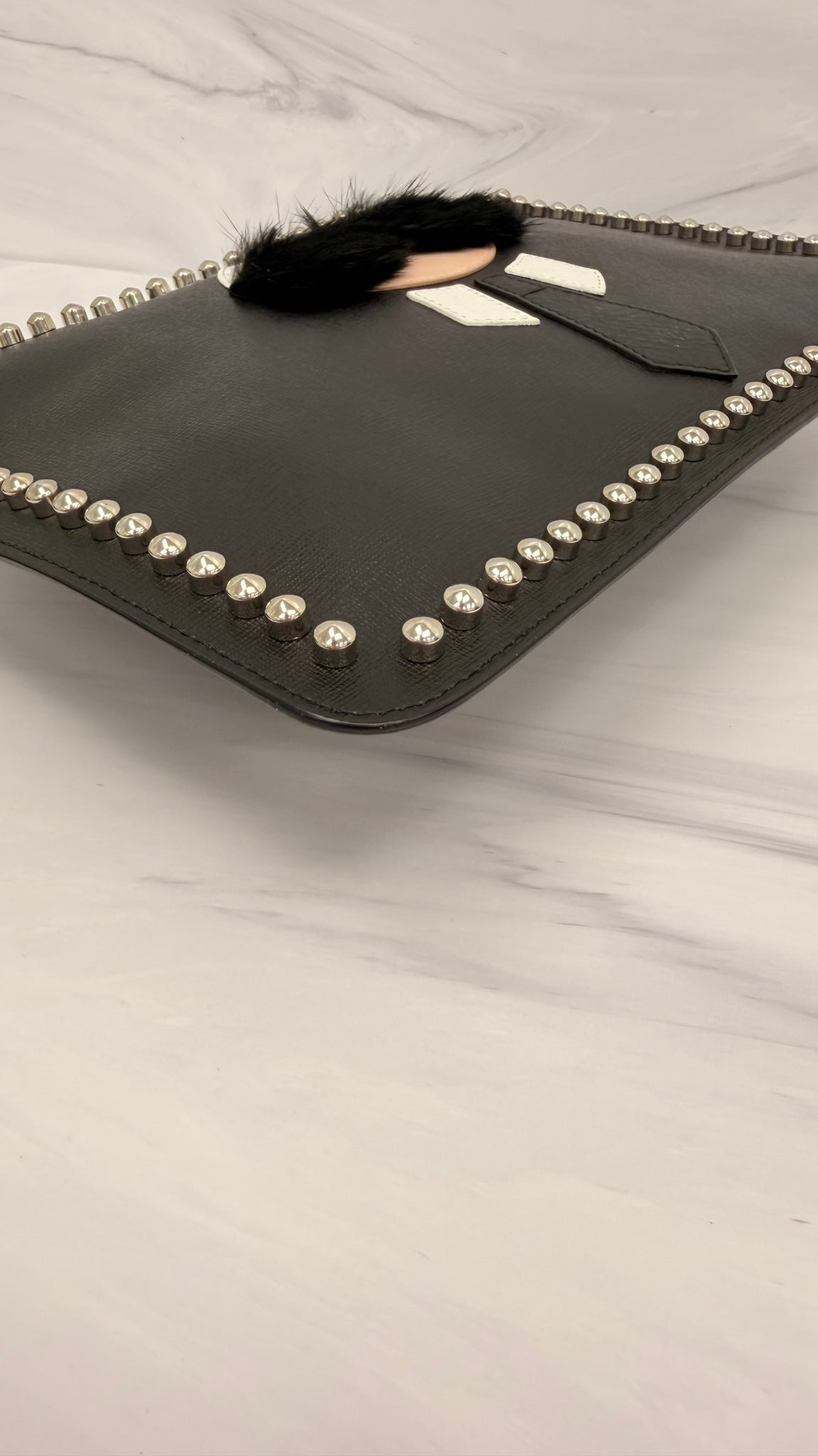 LIKE NEW - Fendi Black Saffiano Leather Karlito Clutch