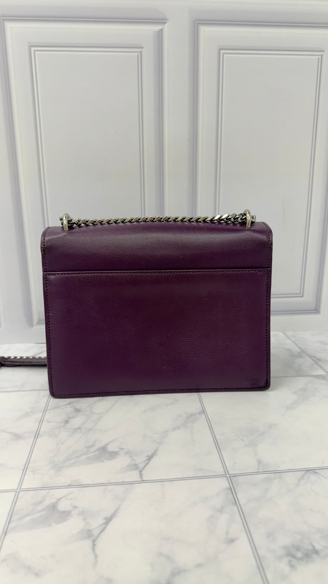 Saint Laurent YSL Purple Leather Medium Sunset Chain Shoulder Bag