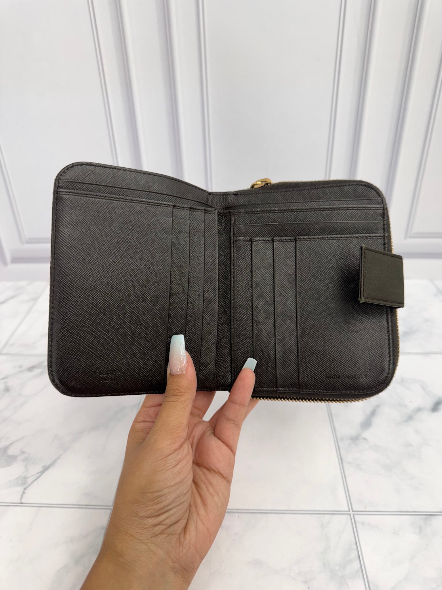 Prada Brown Nylon Compact Zippy Wallet
