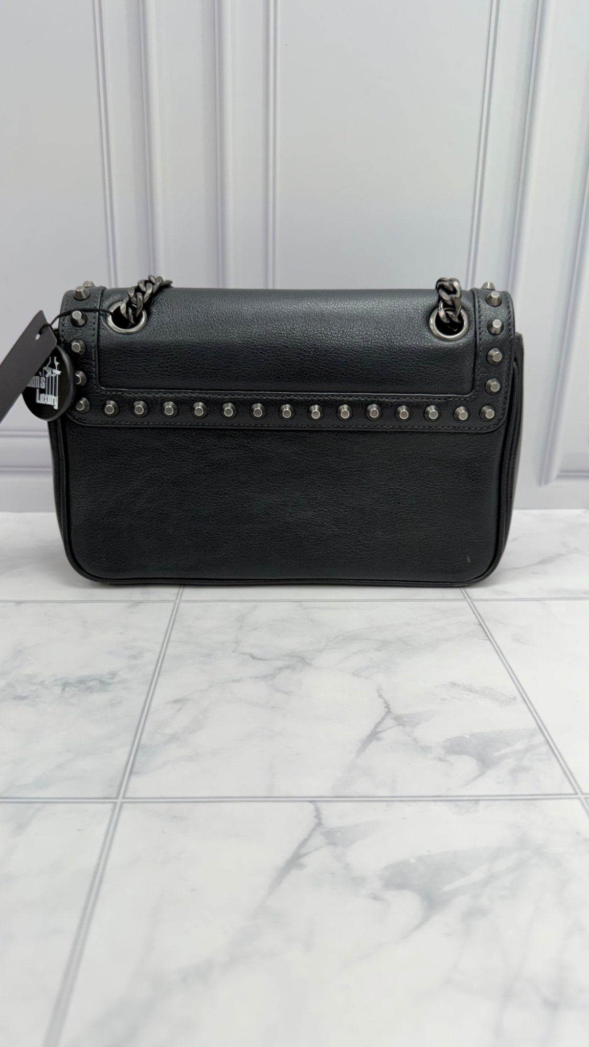 Prada Black Leather Studded Crossbody
