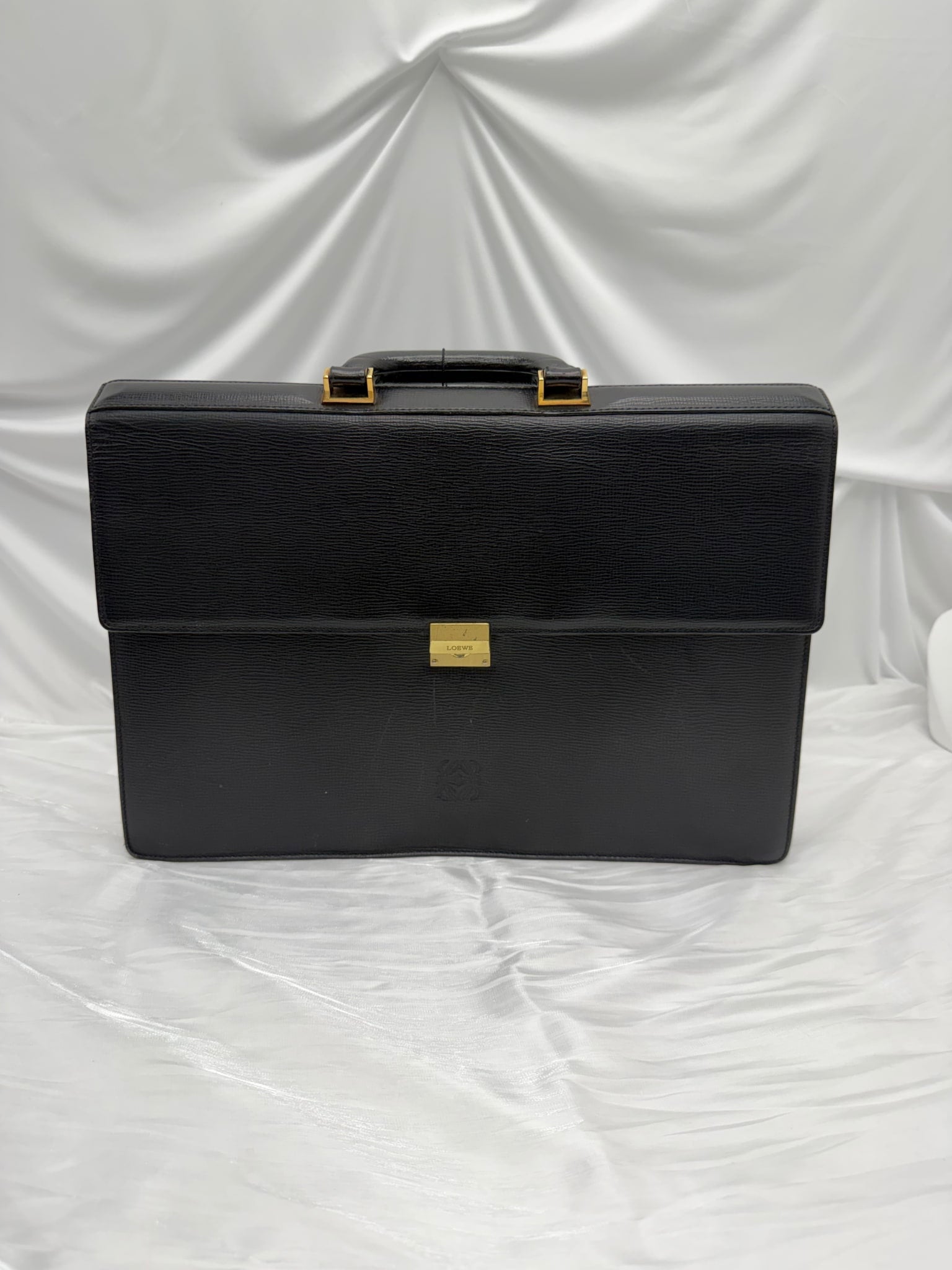 Loewe Vintage Black Leather Briefcase