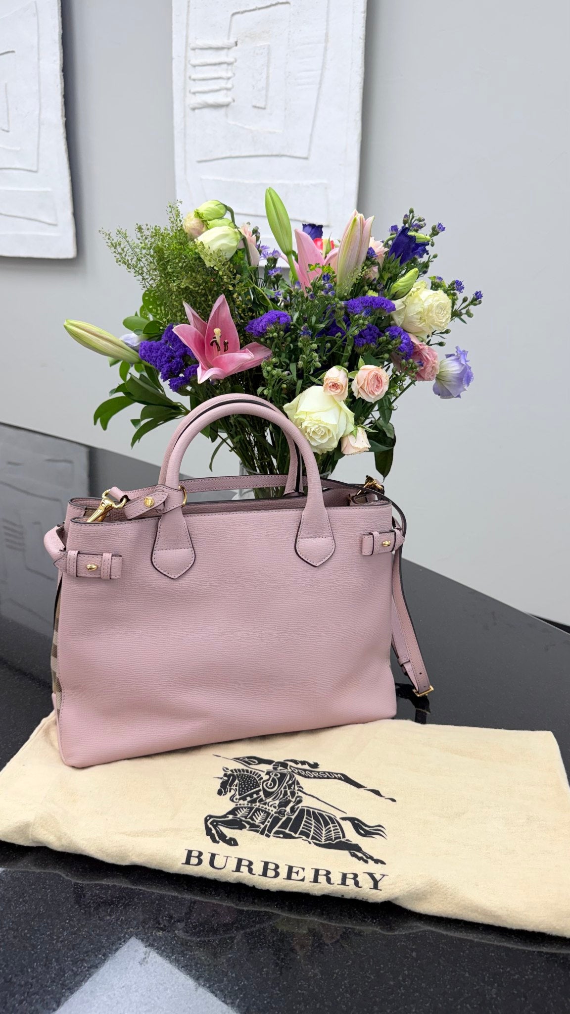 Burberry Pink Leather Tote Bag