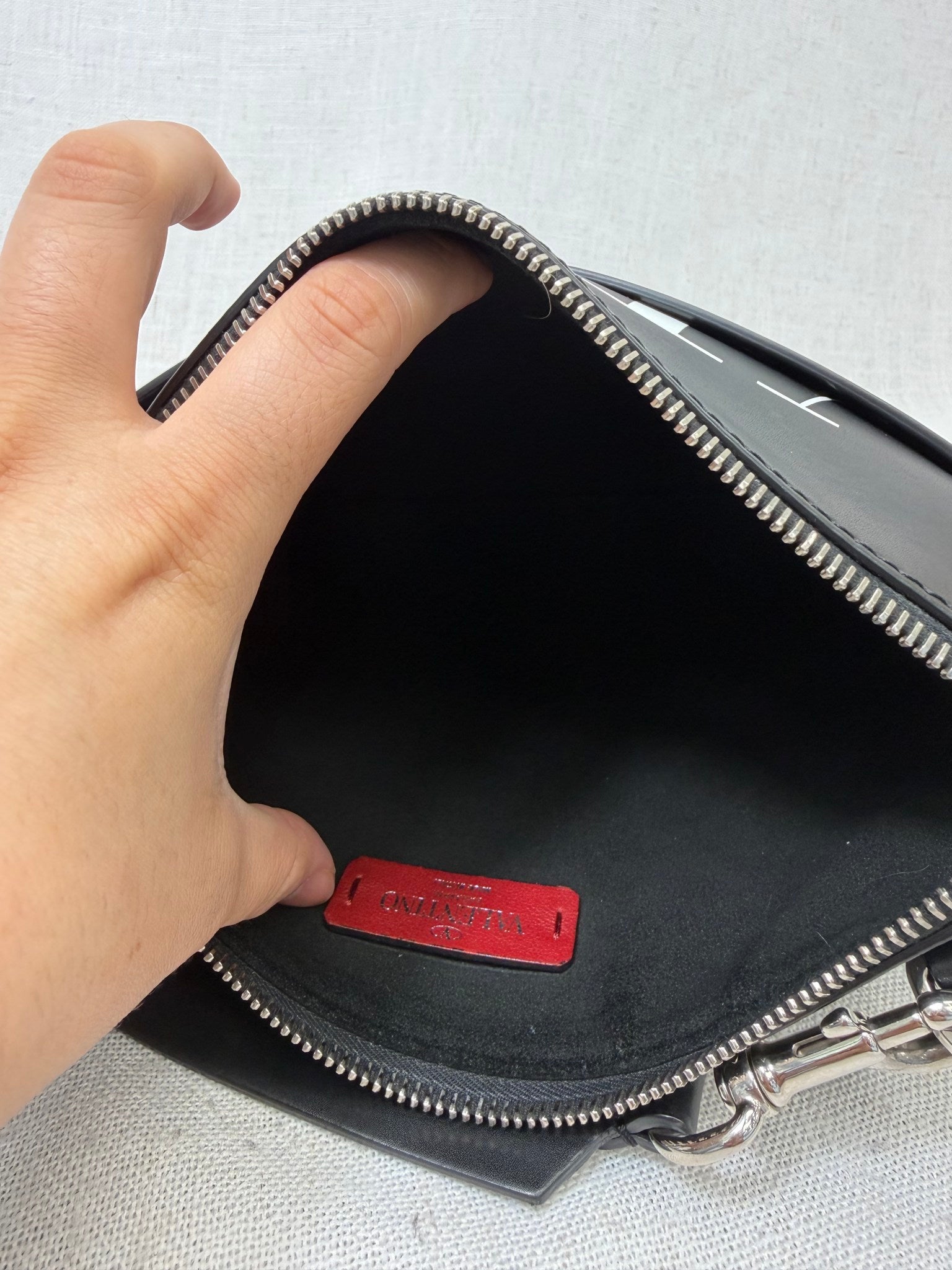 Valentino Black Leather VLTN Crossbody Bag