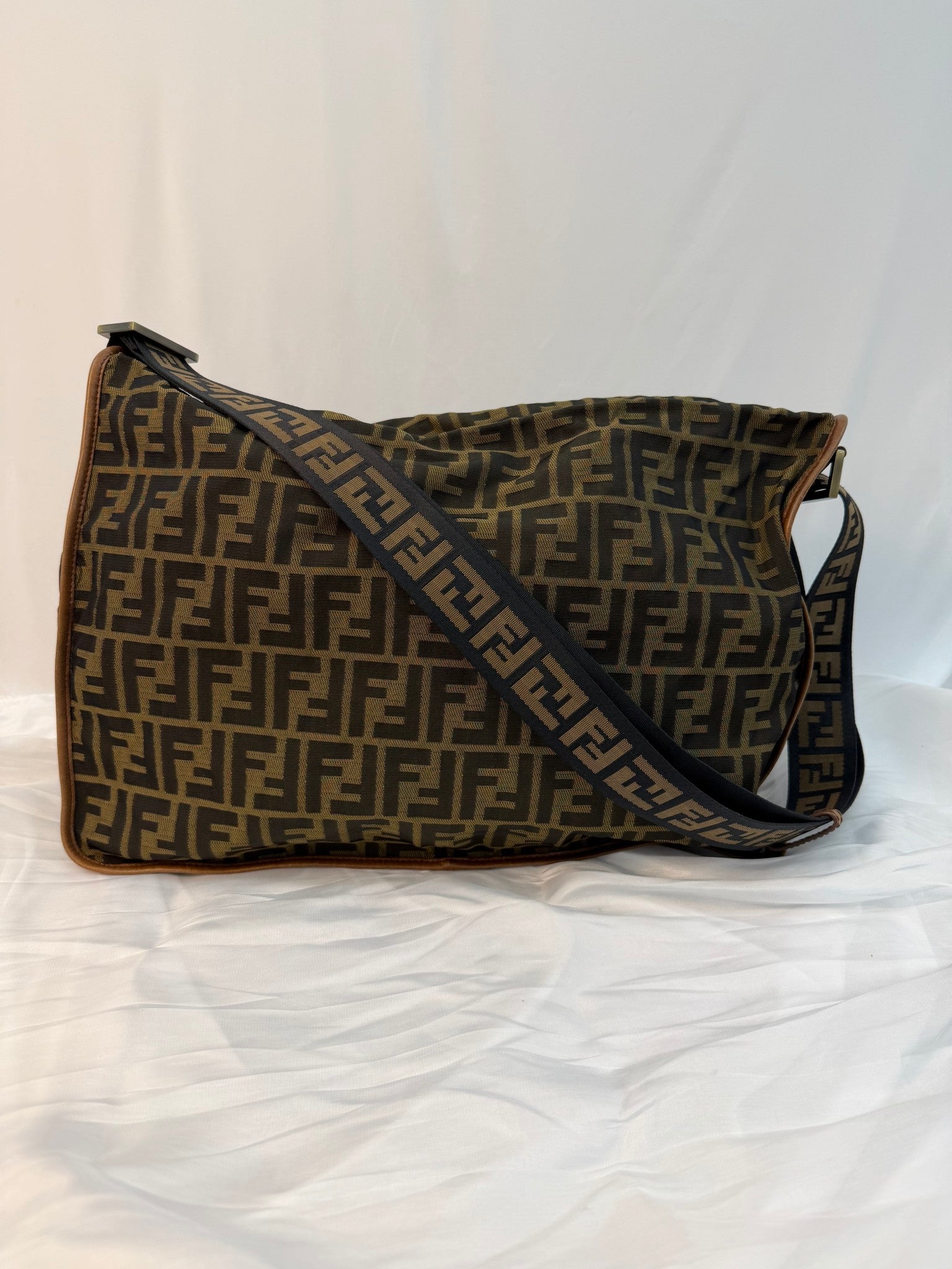 Fendi Brown Canvas Zucca Print Messenger Bag