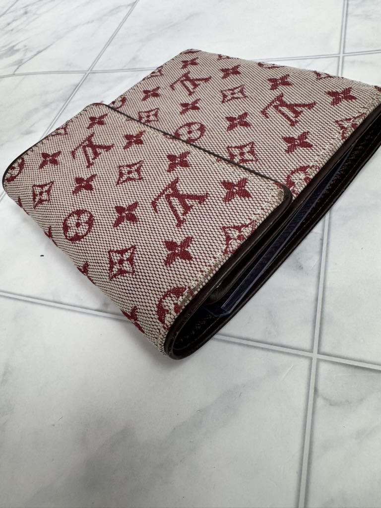 Louis Vuitton Red Monogram Canvas Mini Lin Compact Wallet
