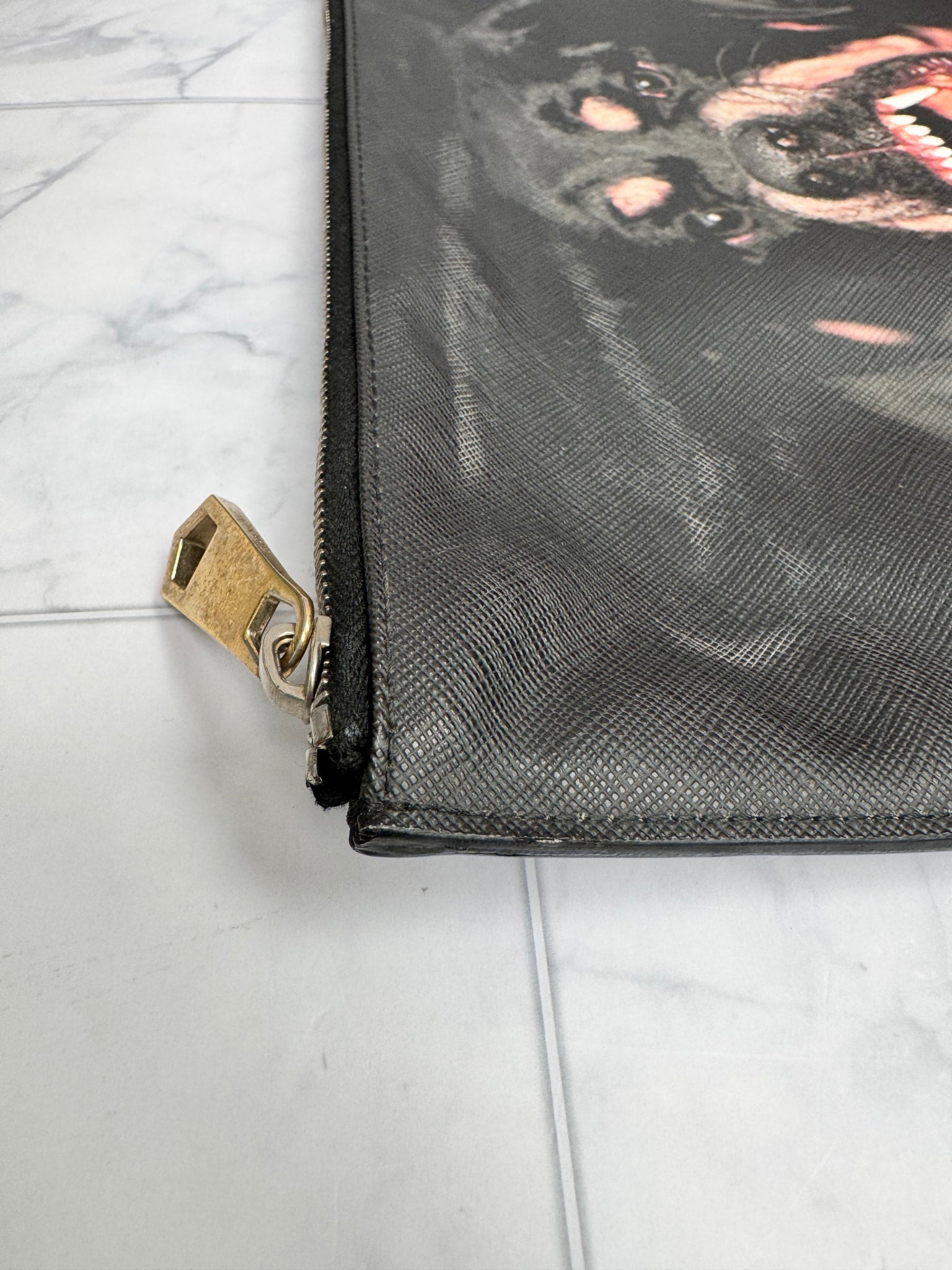 Givenchy Black Rottweiler Print Coated Canvas Pouch