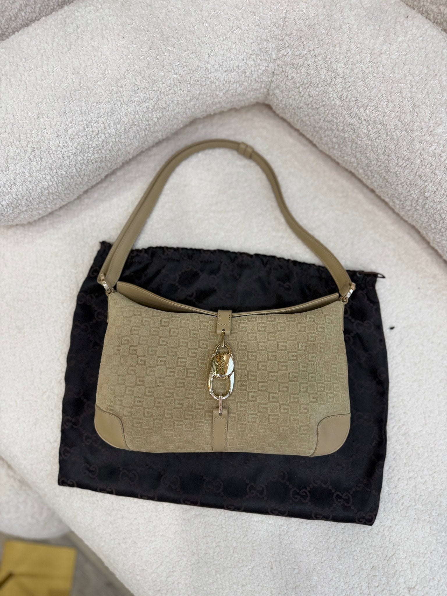 Gucci Tan Suede G Shoulder Bag