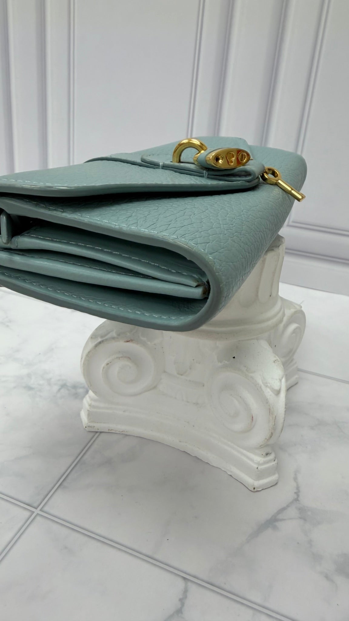 Chloe Baby Blue Leather Lock Long Wallet