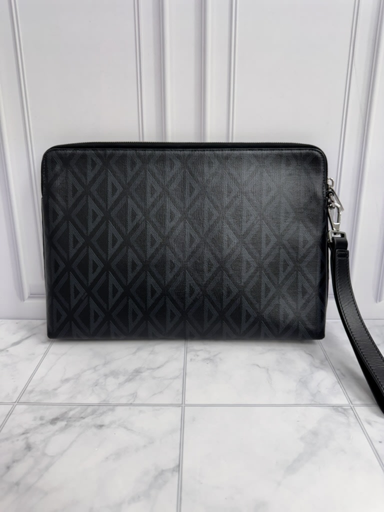 Christian Dior Black CD Diamond Coated Canvas A5 Pouch