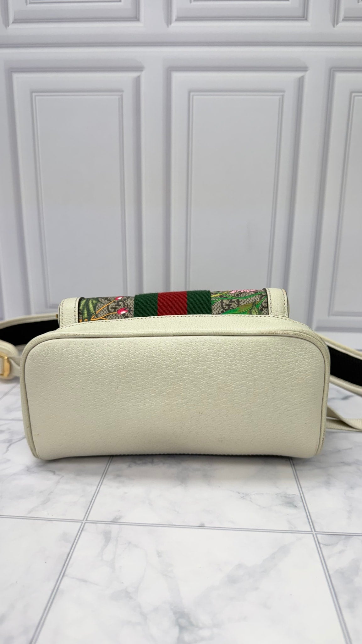 Gucci White GG Supreme Floral Mini Backpack