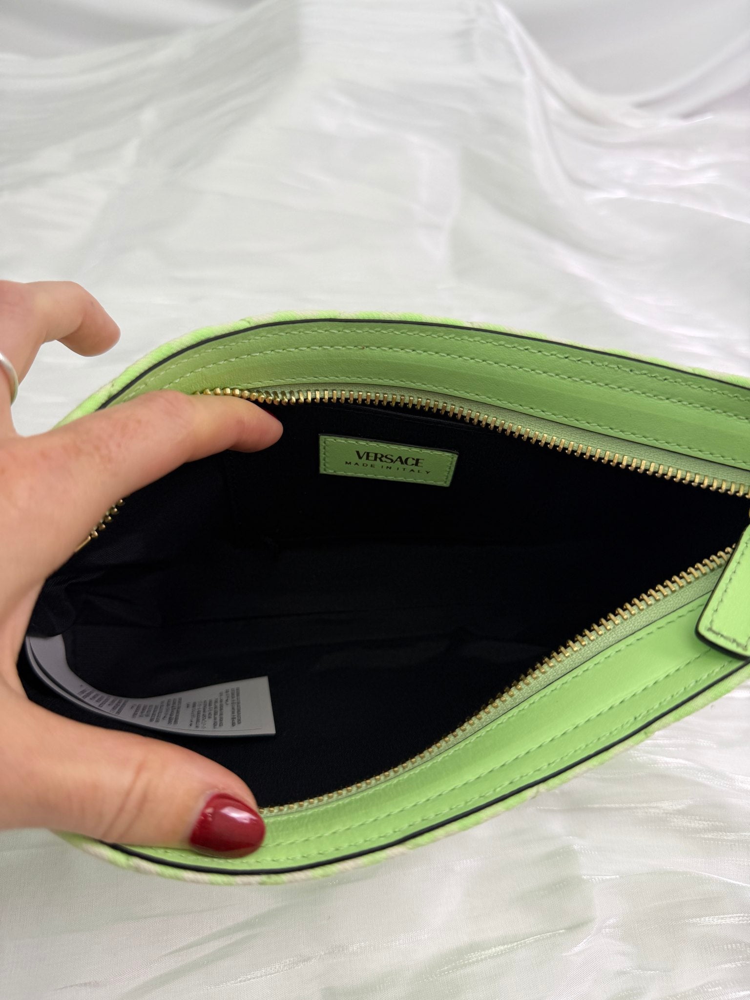 BRAND NEW- Versace Green & White Plaid Medusa Crossbody