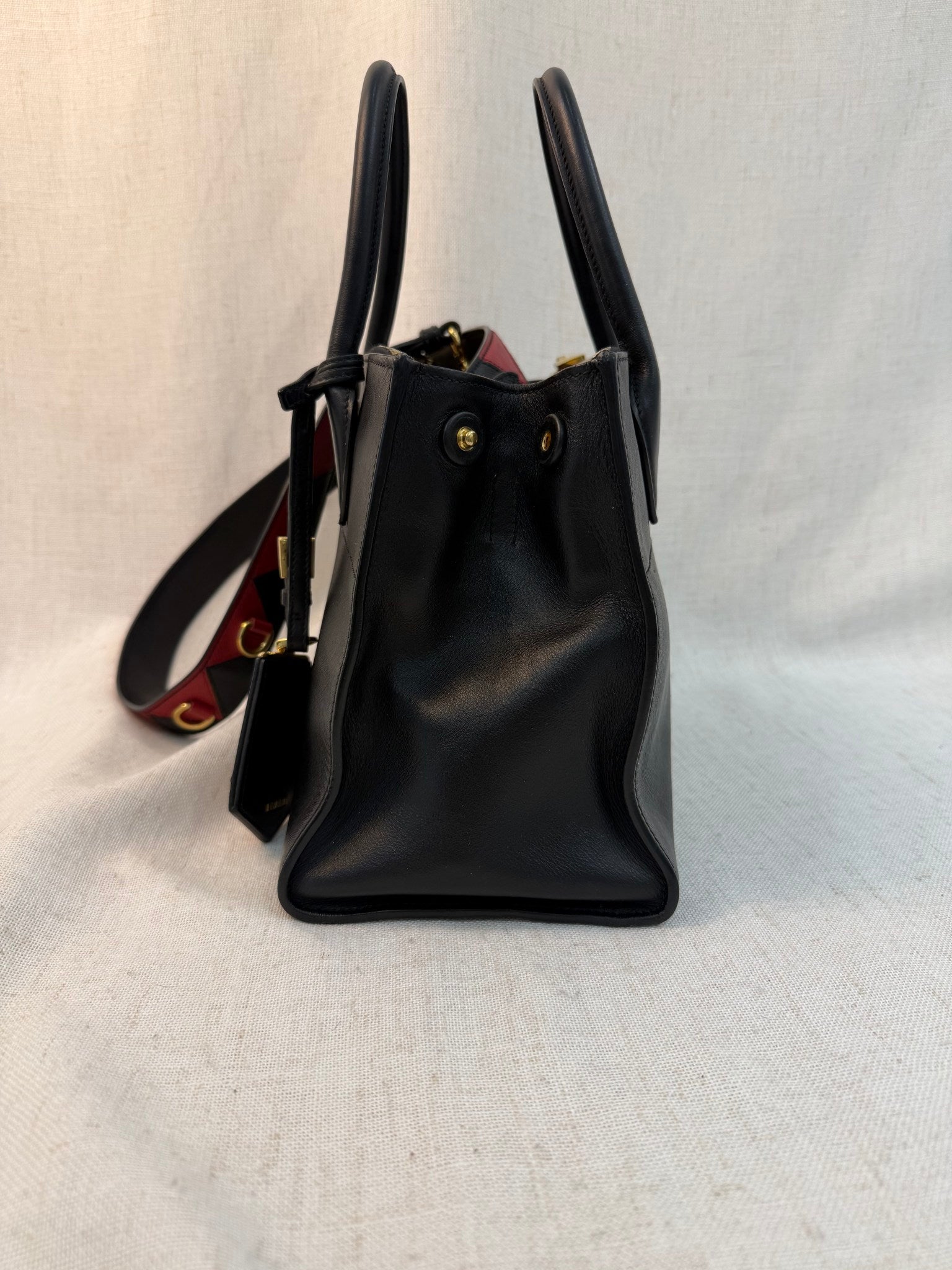 Prada Black Saffiano Leather Paradigme Two Way Tote Bag
