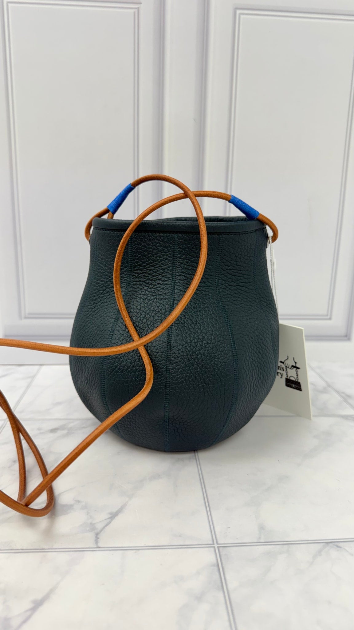LIKE NEW - Hermes Blue Taurillon Leather Petit H Bitter Apple Crossbody Bag