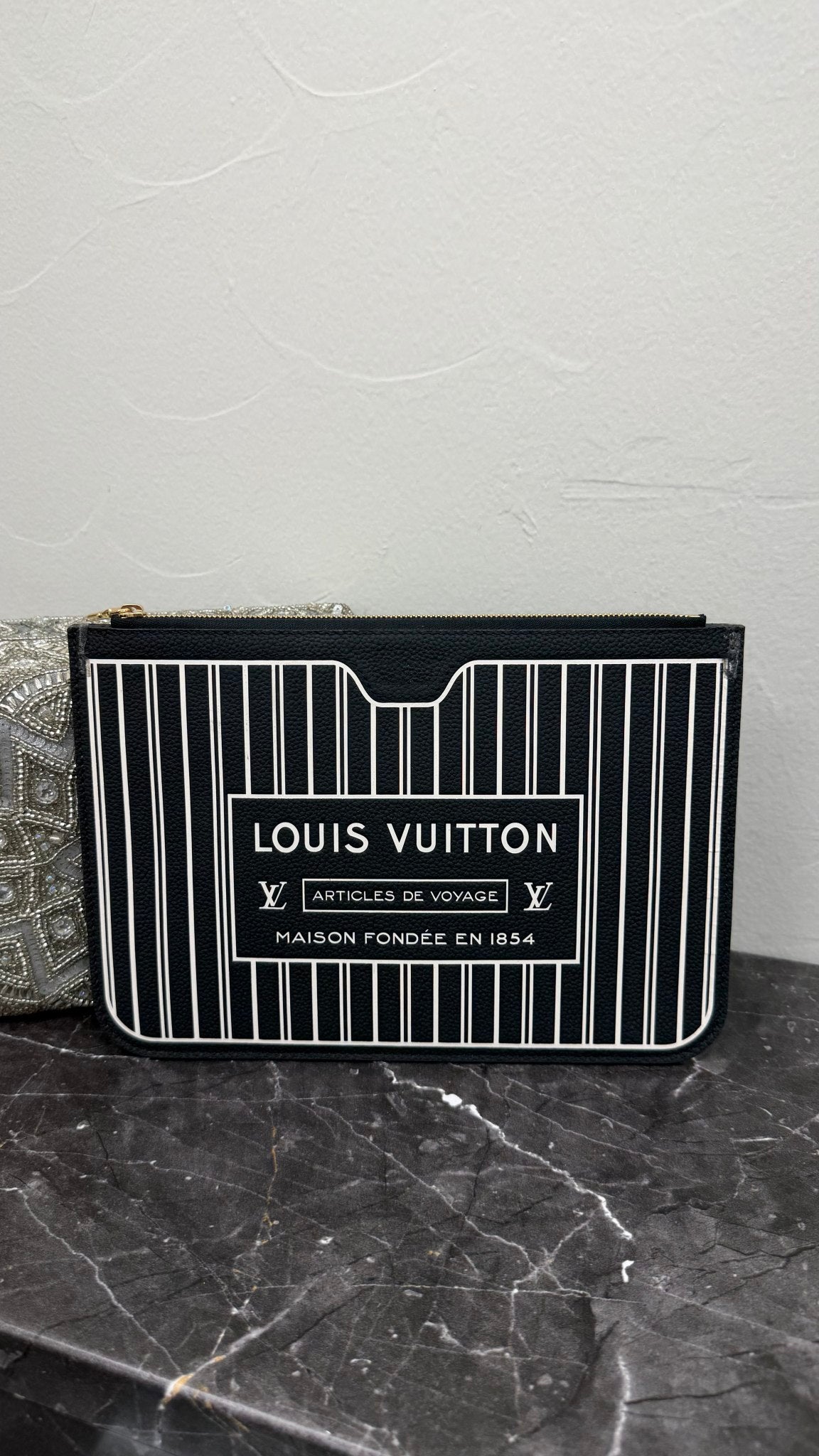 Louis Vuitton Black Calfskin Neverfull Inside Out MM Pochette