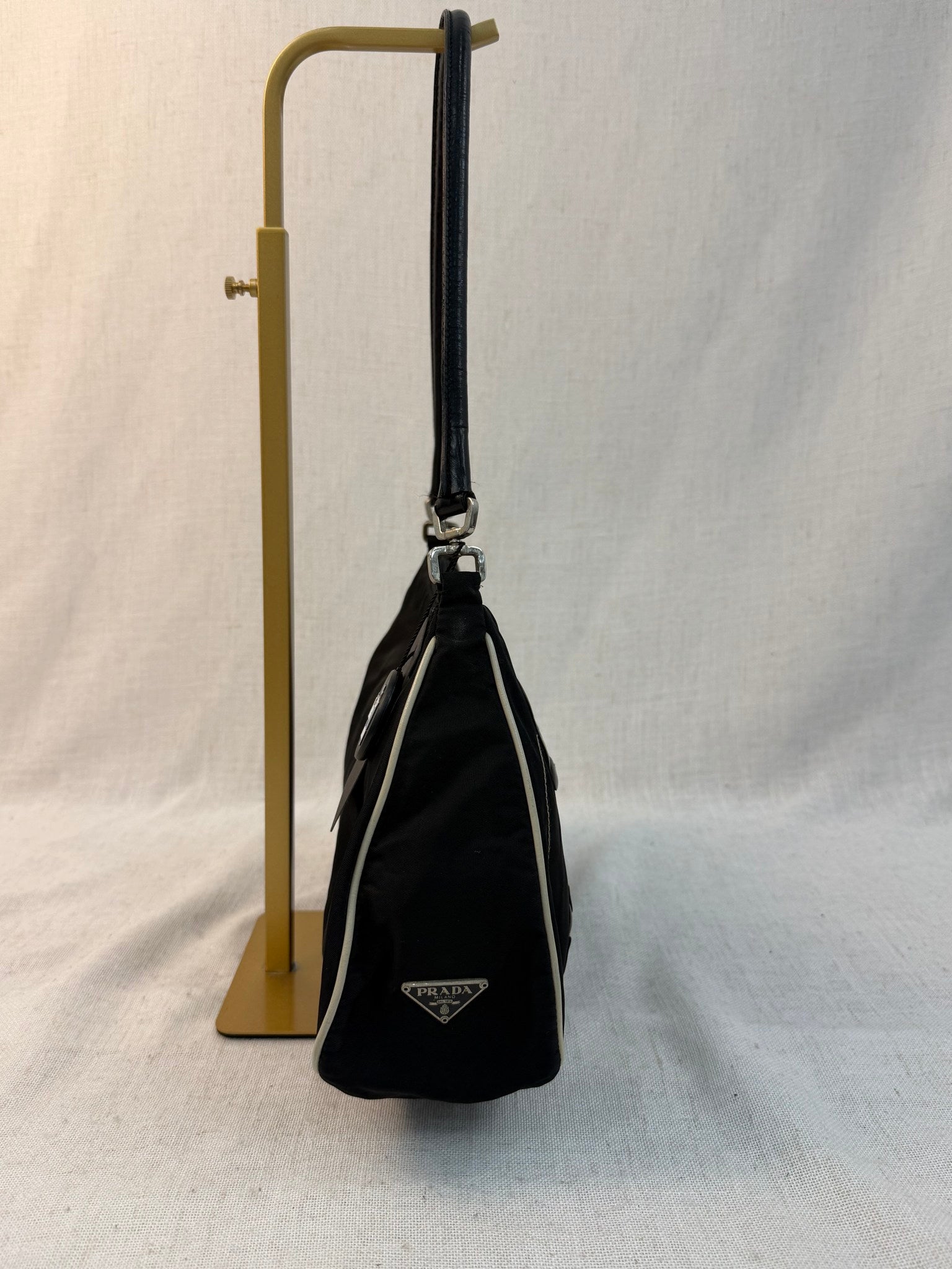 Prada Black Nylon Floral Tessuto Shoulder Bag