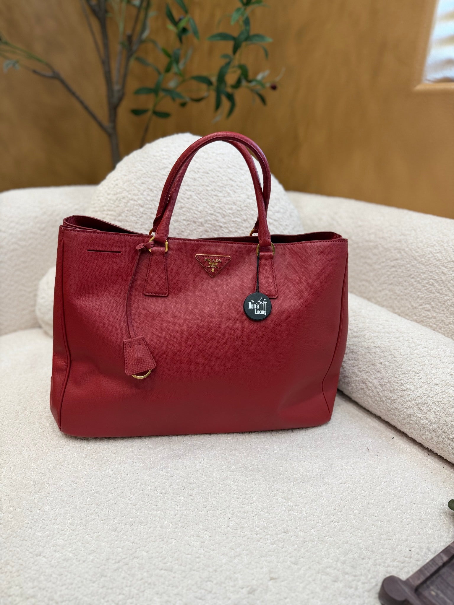 Prada Red Saffiano Leather Large Galleria Tote Bag