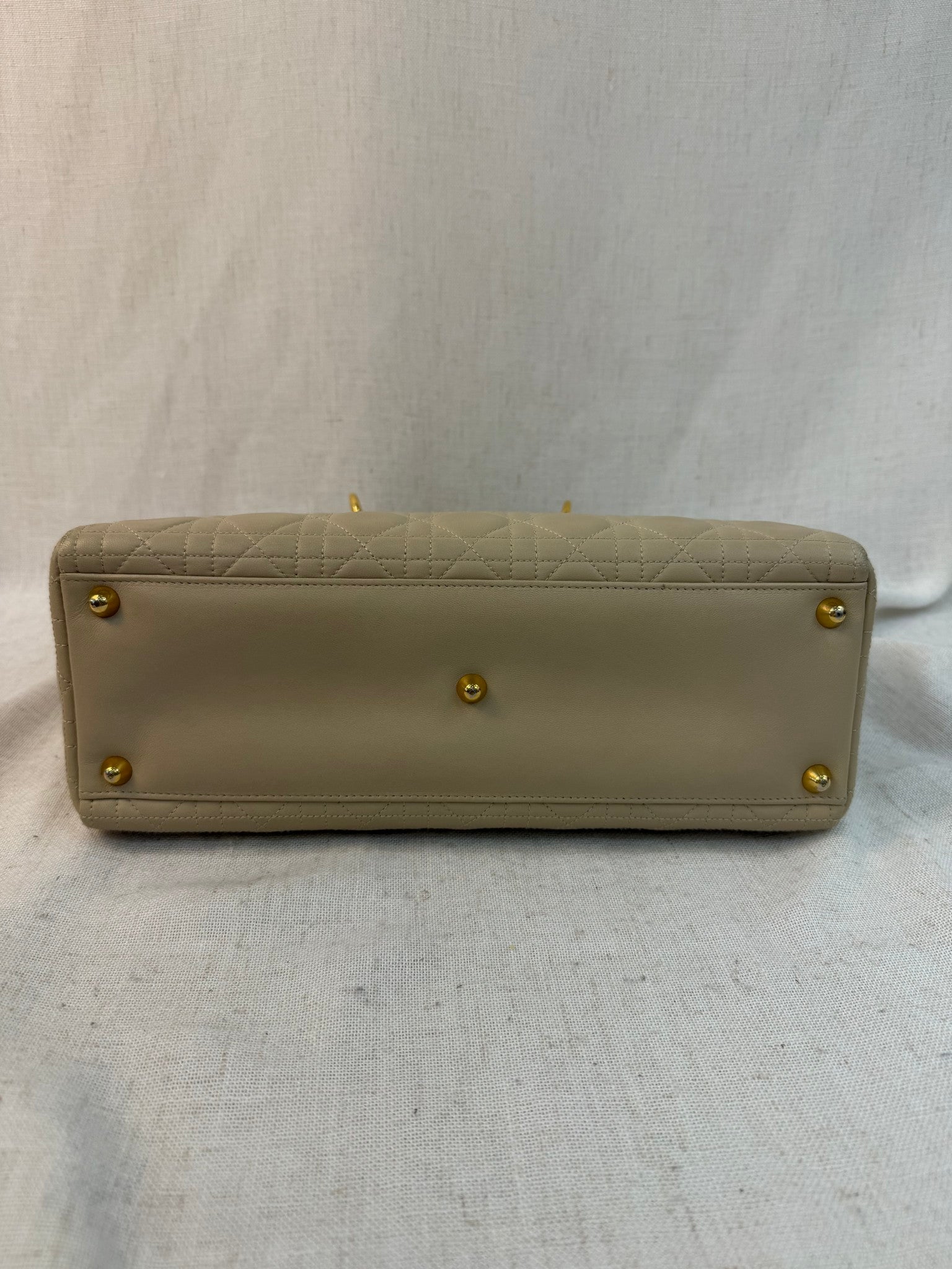 Christian Dior Cream Cannage Leather Large Lady Dior Bag