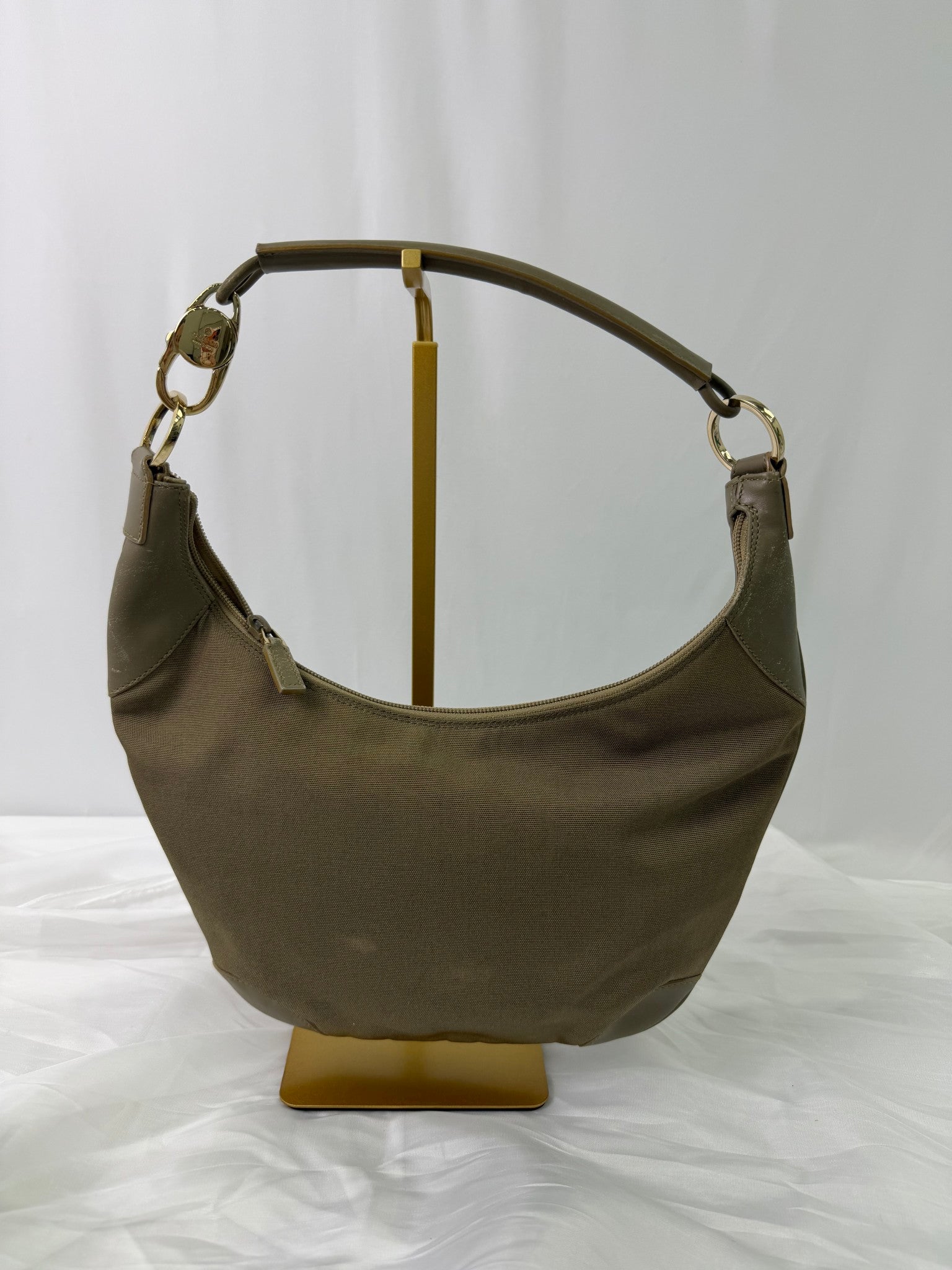 Gucci Tan Canvas Half Moon Shoulder Bag