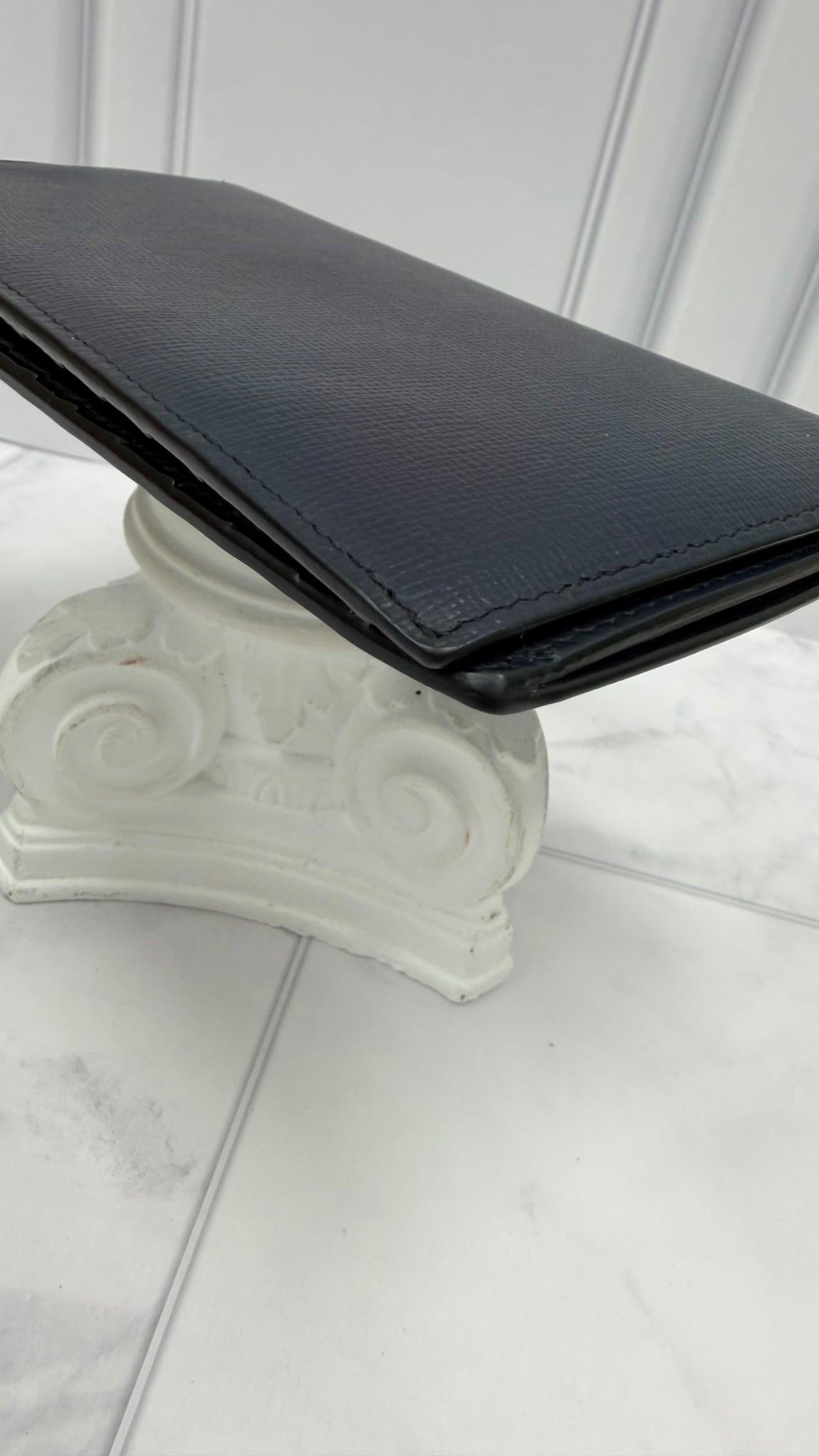 Burberry Dark Navy Blue Leather Long Wallet