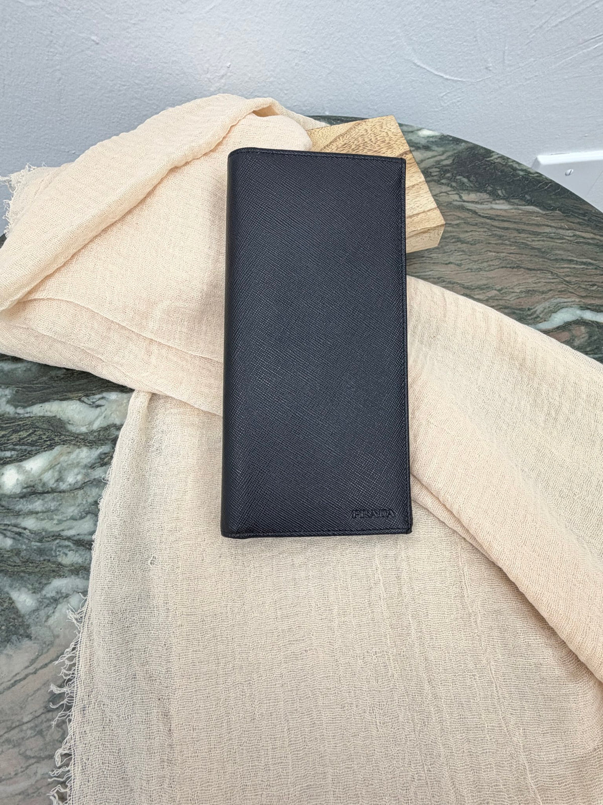 Prada Black Saffiano Leather Bifold Long Wallet
