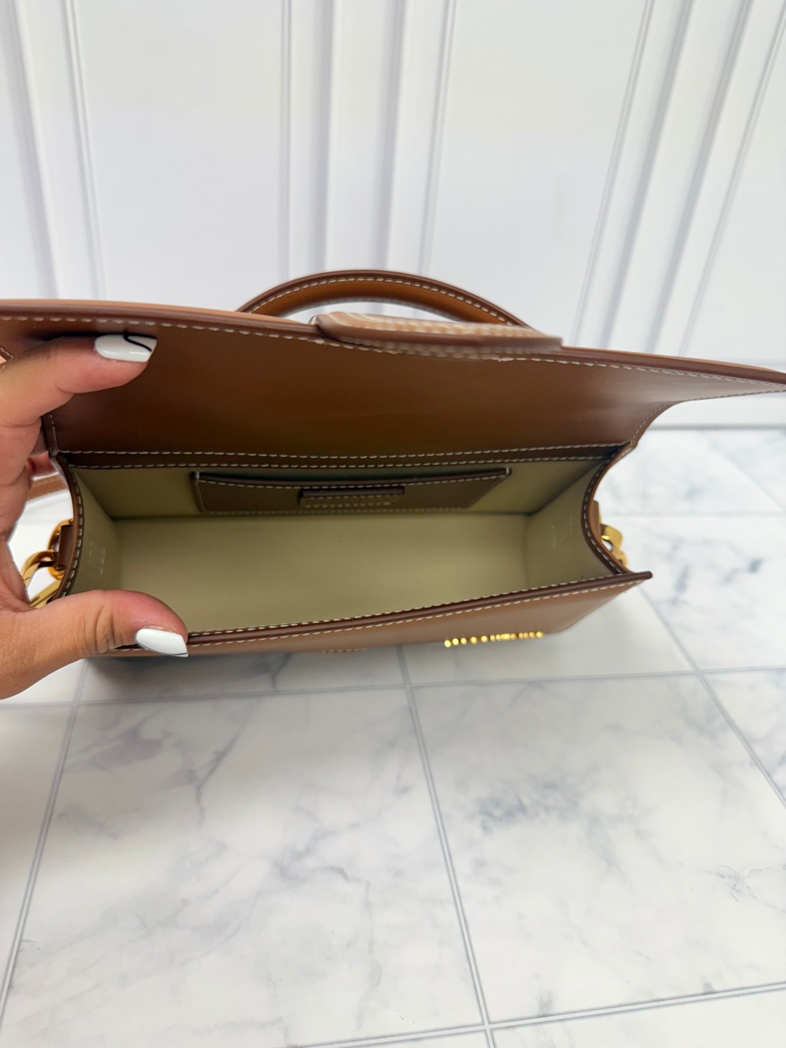 BRAND NEW - Jacquemus Light Brown Leather Le Grand Bambino Handbag 2Way Handbag