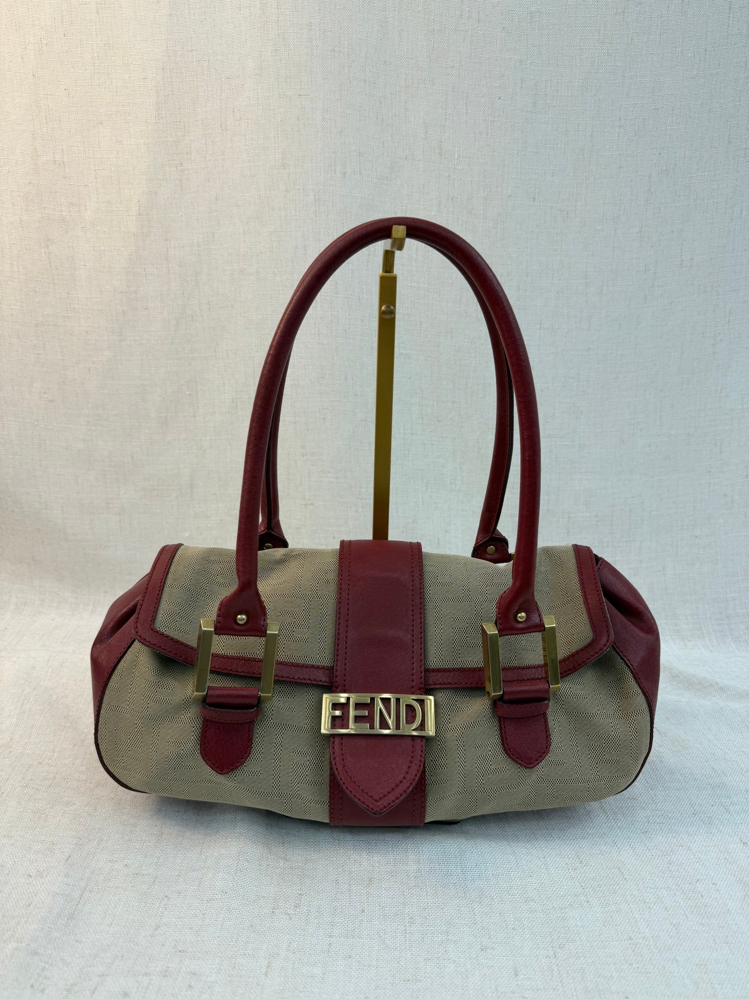Fendi Tan Canvas Vintage Zucca FF Shoulder Bag
