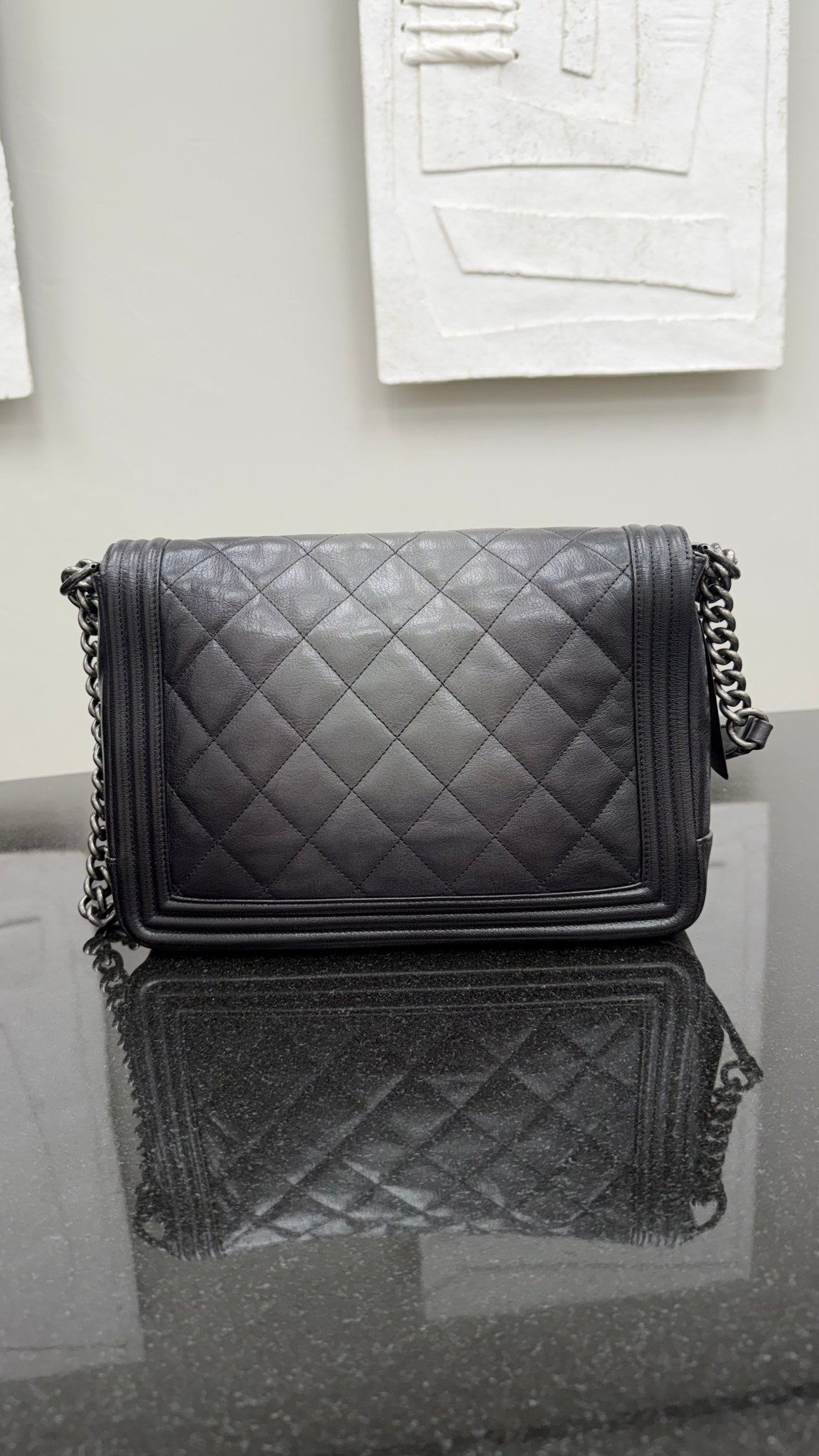 Chanel Black & Grey Gradient Quilted Calfskin Large Boy Bag