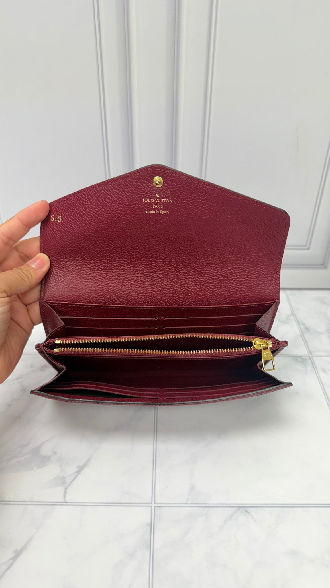 Louis Vuitton Monogram Purple Empreinte Leather Sarah Wallet