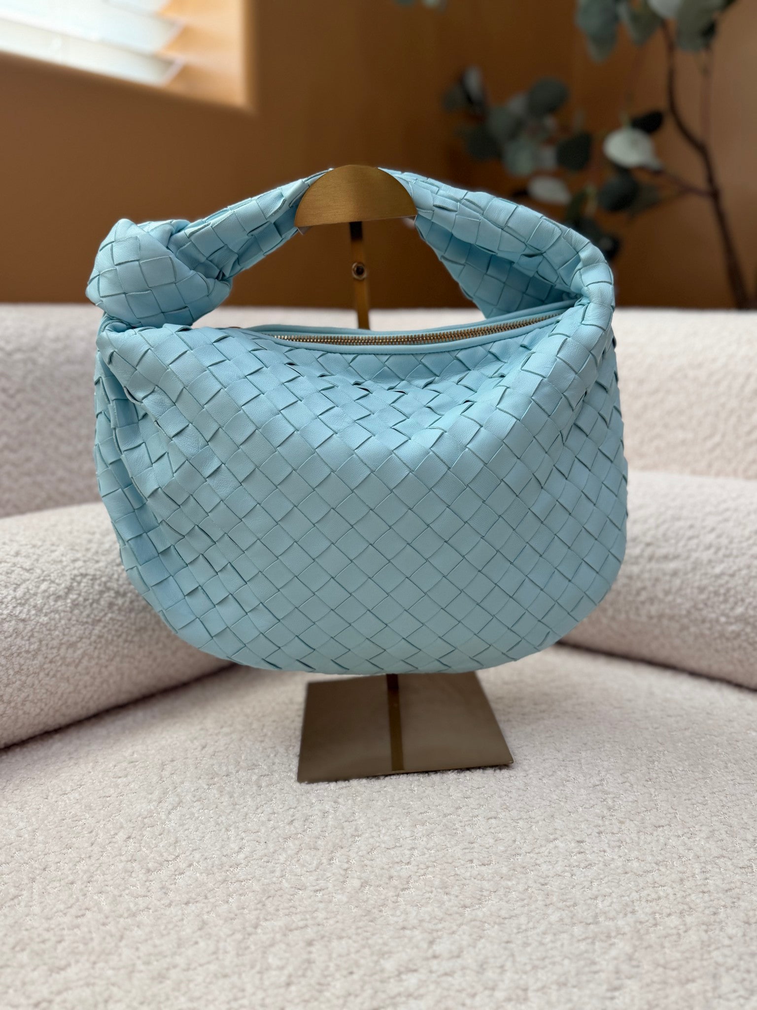 Bottega Veneta Light Blue Intrecciato Teen Jodie Bag