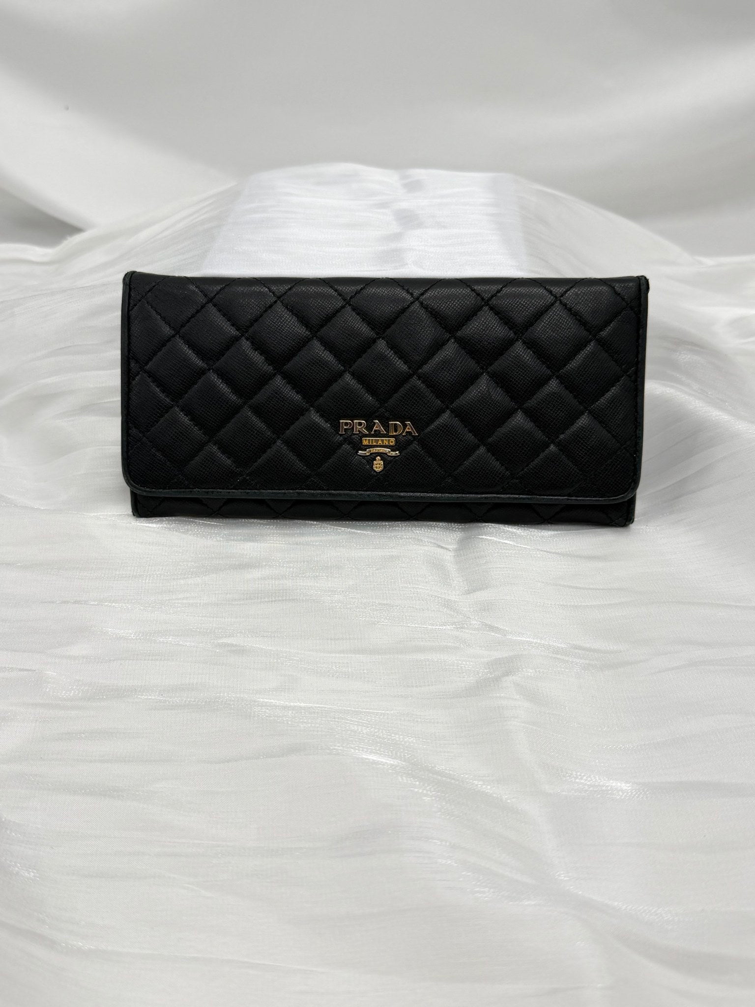 Prada Black Quilted Leather Long Wallet