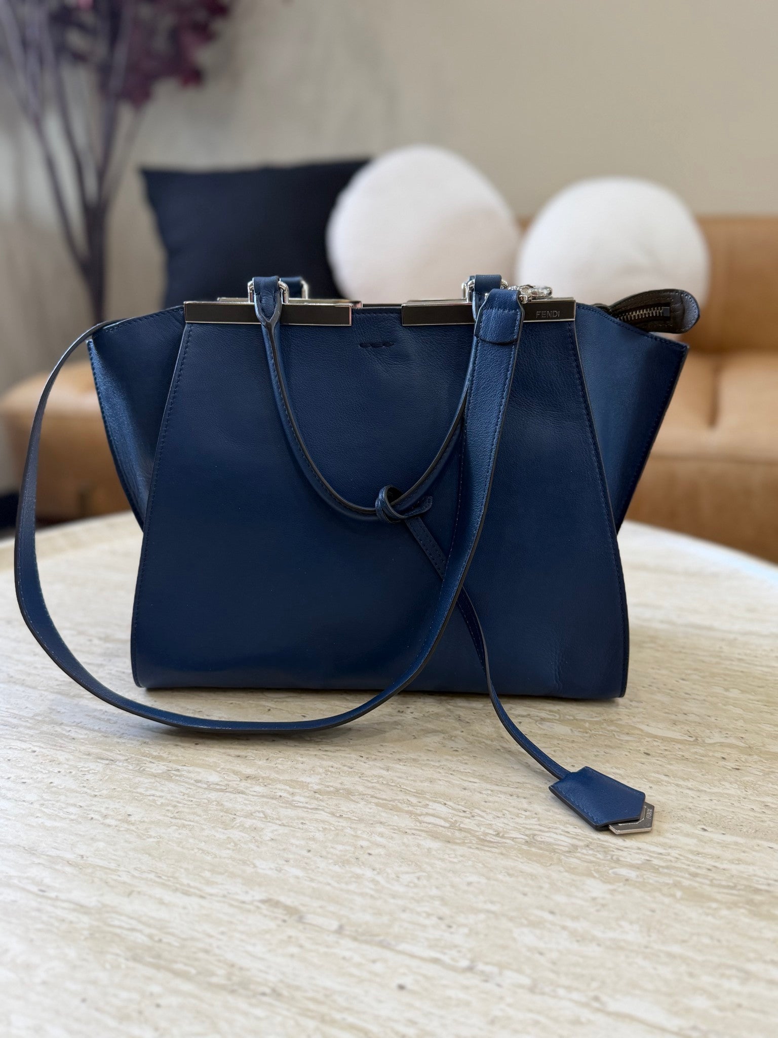 Fendi Blue Leather 3Jours 2way Tote