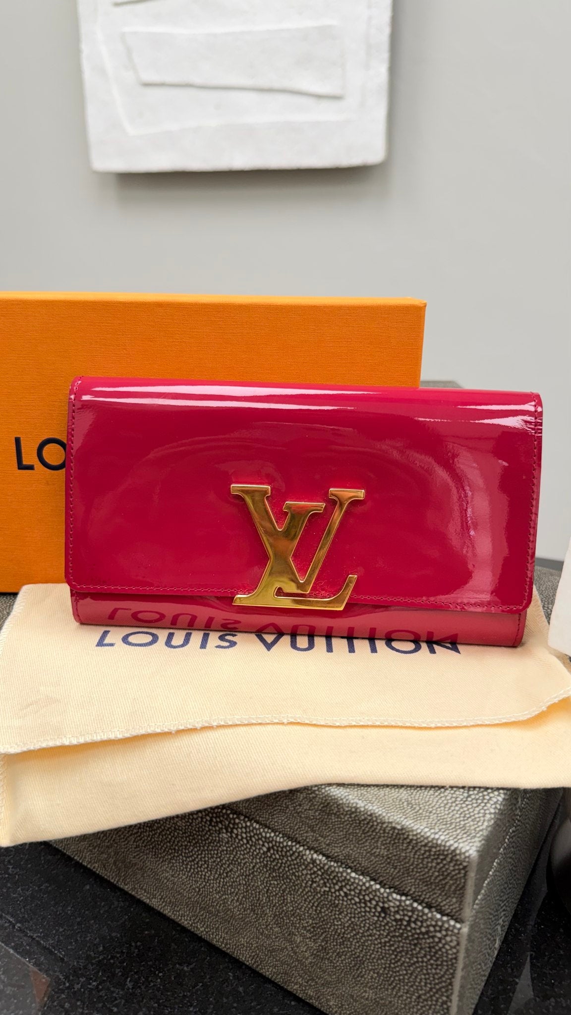 Louis Vuitton Magenta Patent Leather Louise Wallet