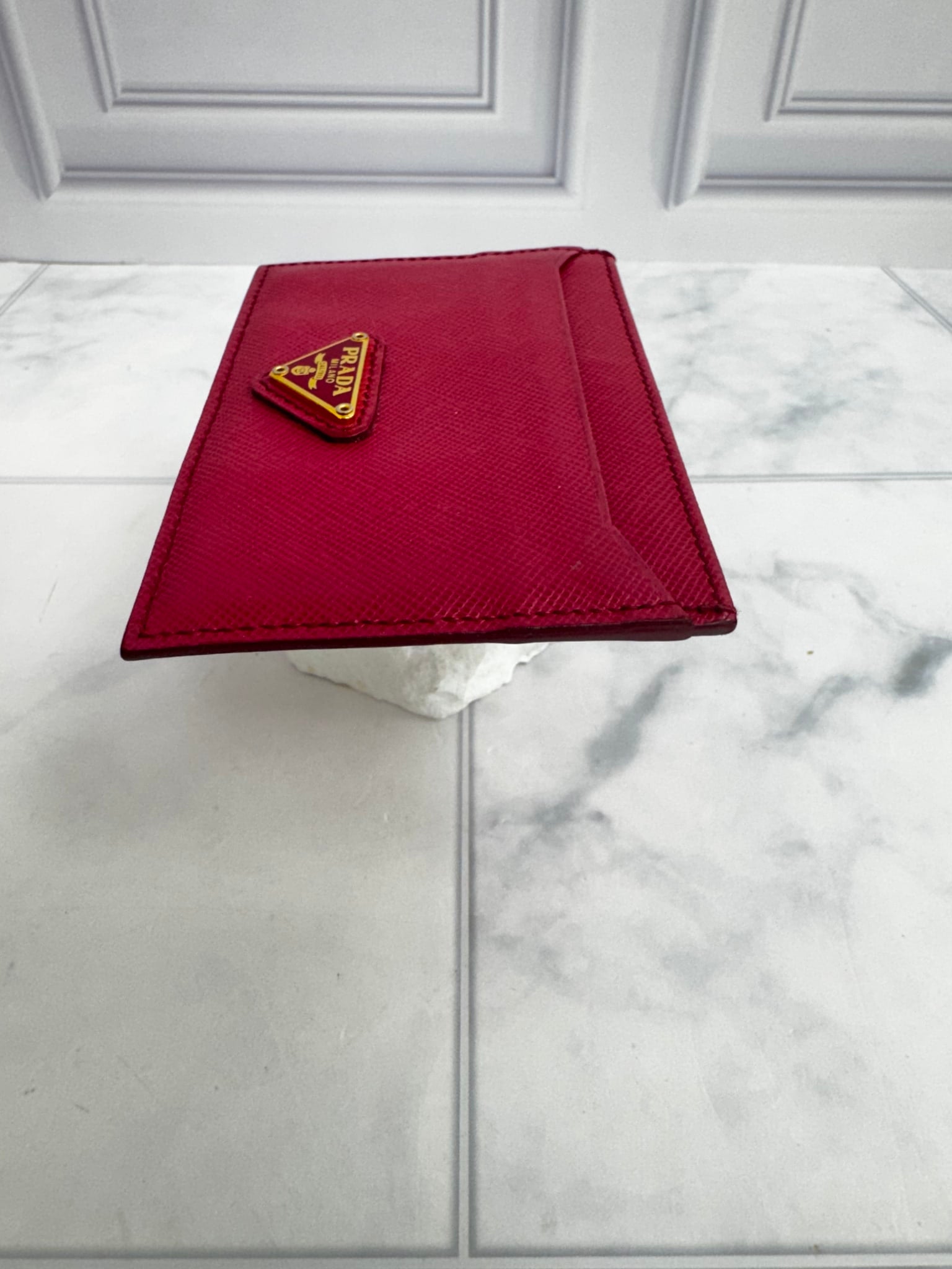 Prada Raspberry Pink Saffiano Leather Card Holder