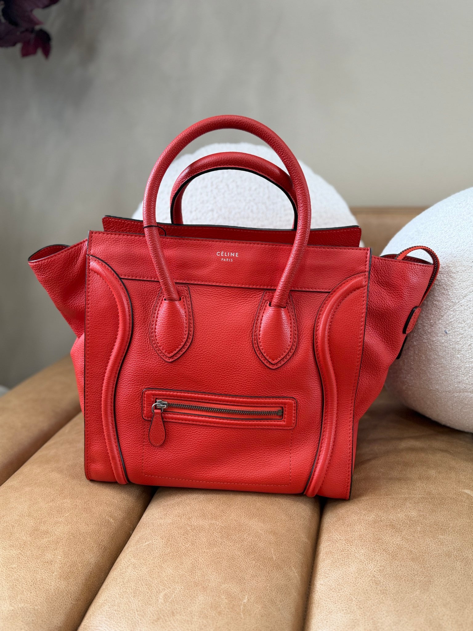 Celine Orange Leather Mini Luggage Handbag