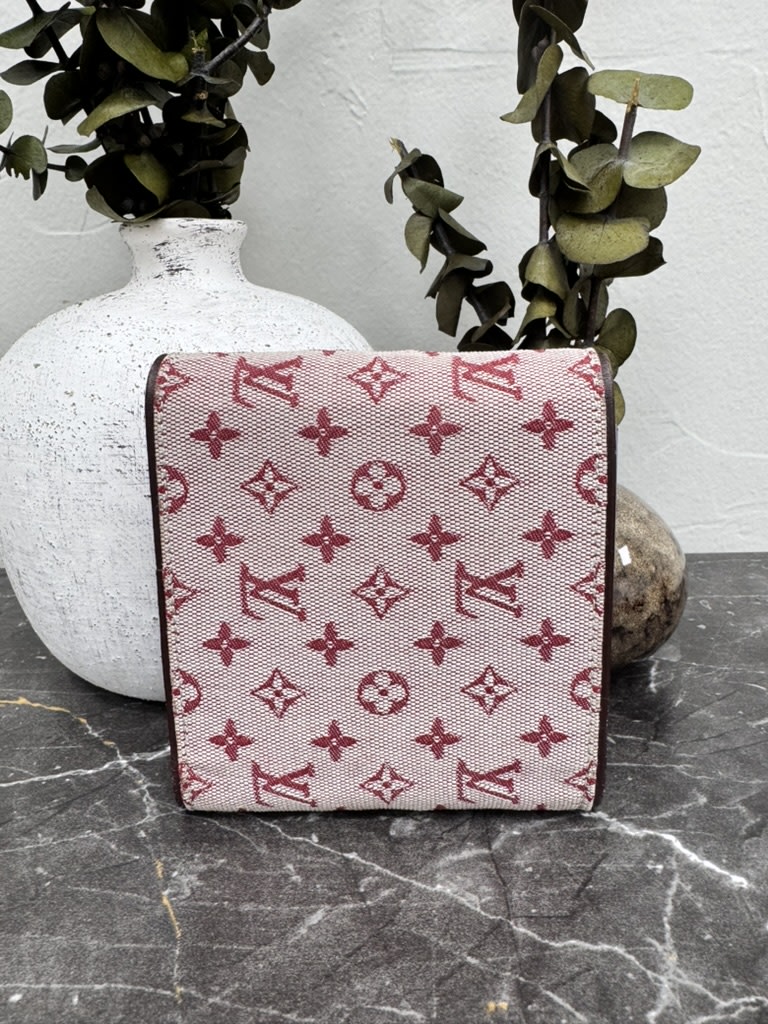 Louis Vuitton Red Monogram Canvas Mini Lin Compact Wallet