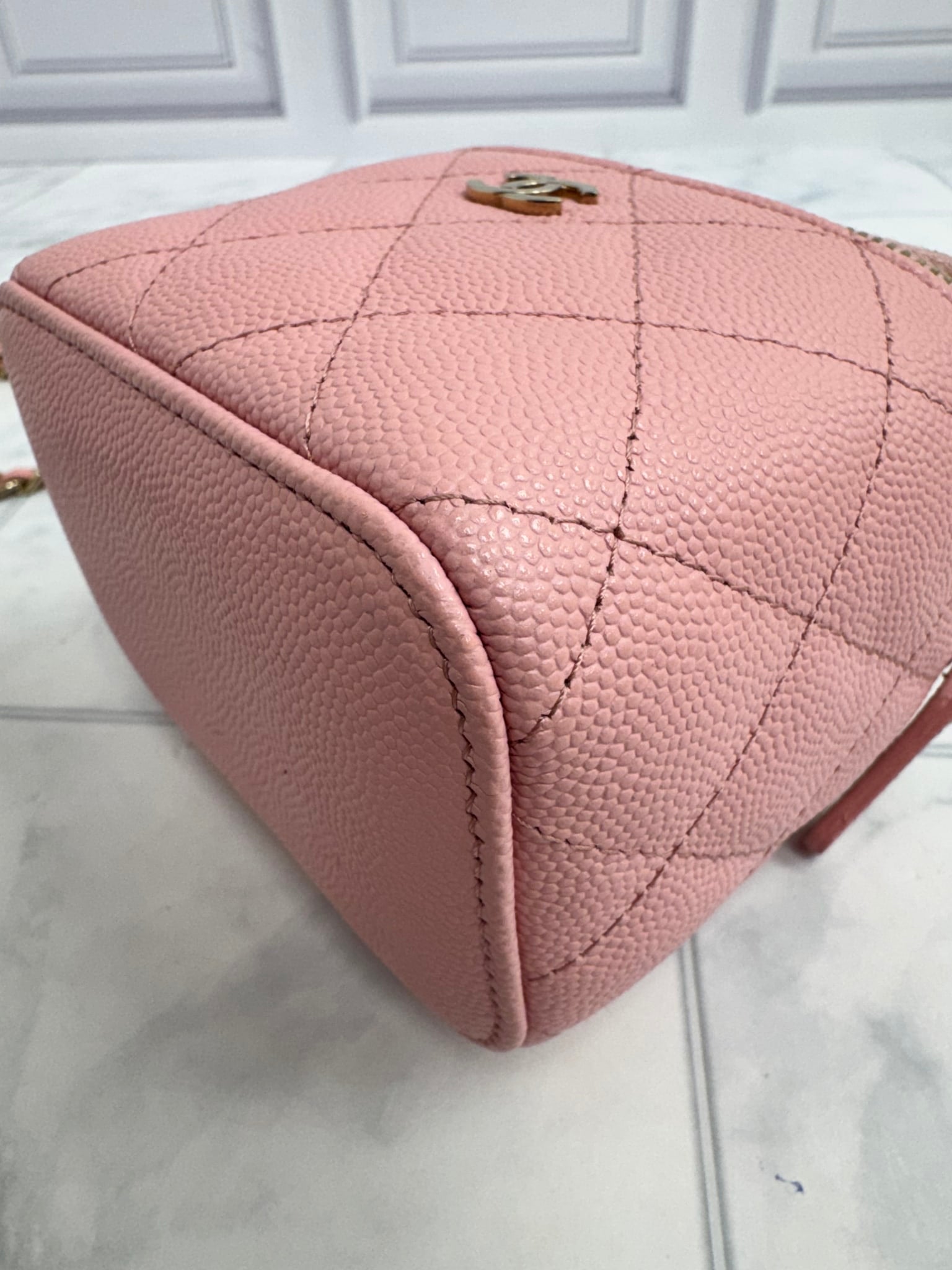 LIKE NEW - Chanel Pink Caviar Leather Mini Vanity Crossbody Bag