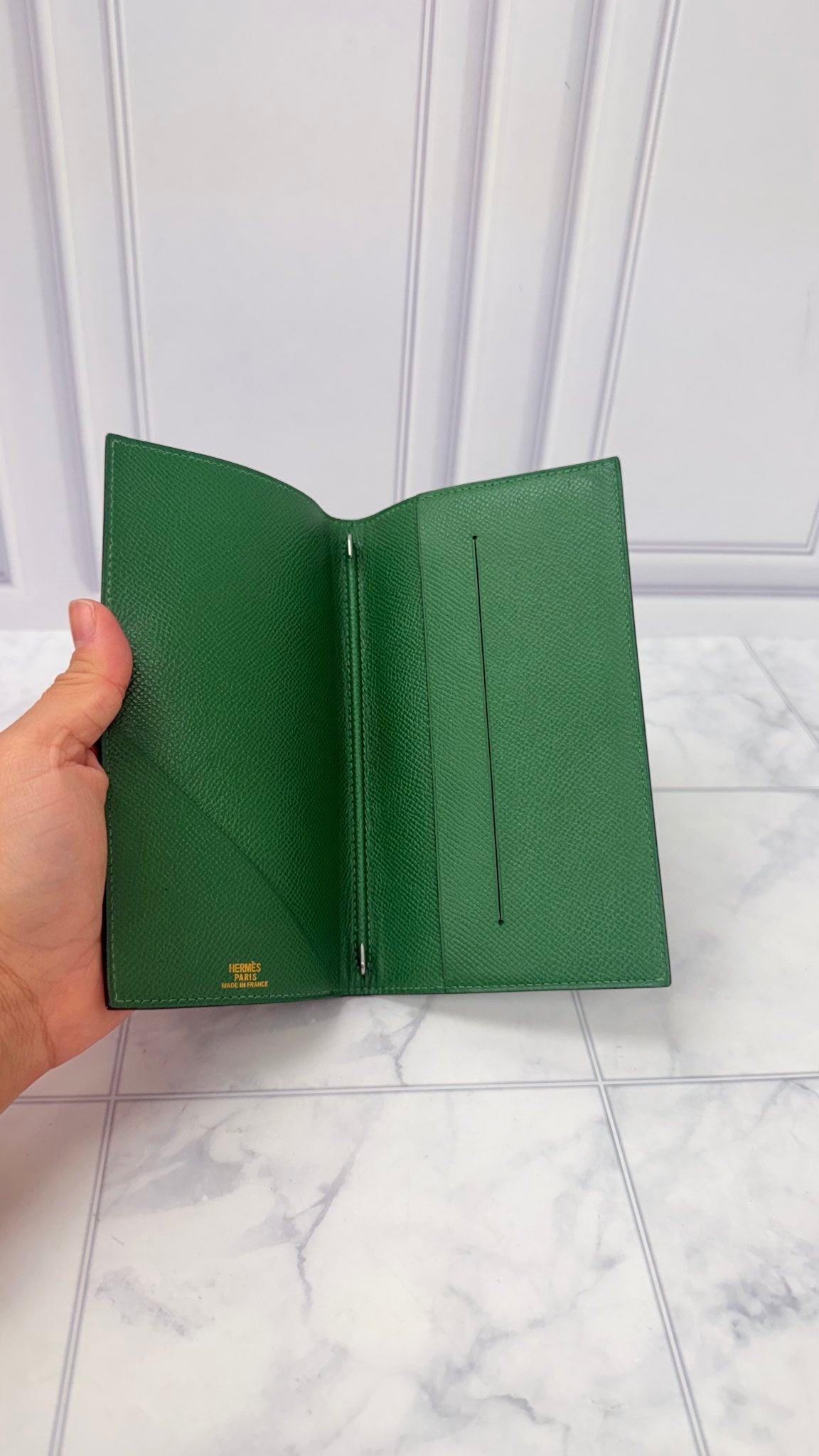 Hermes Green Epsom Leather Agenda Notebook Cover