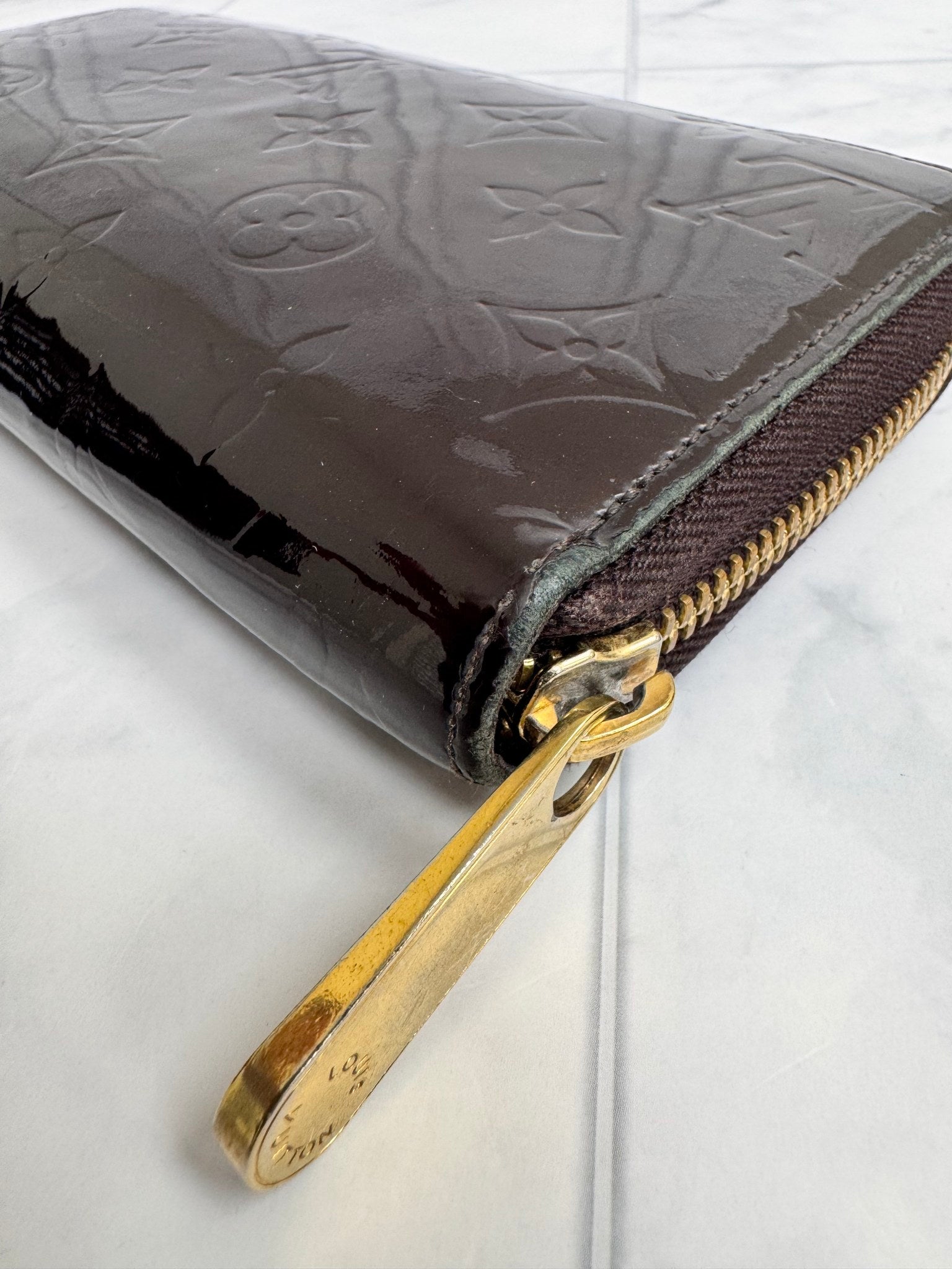 Louis Vuitton Burgundy Vernis Long Zippy Wallet