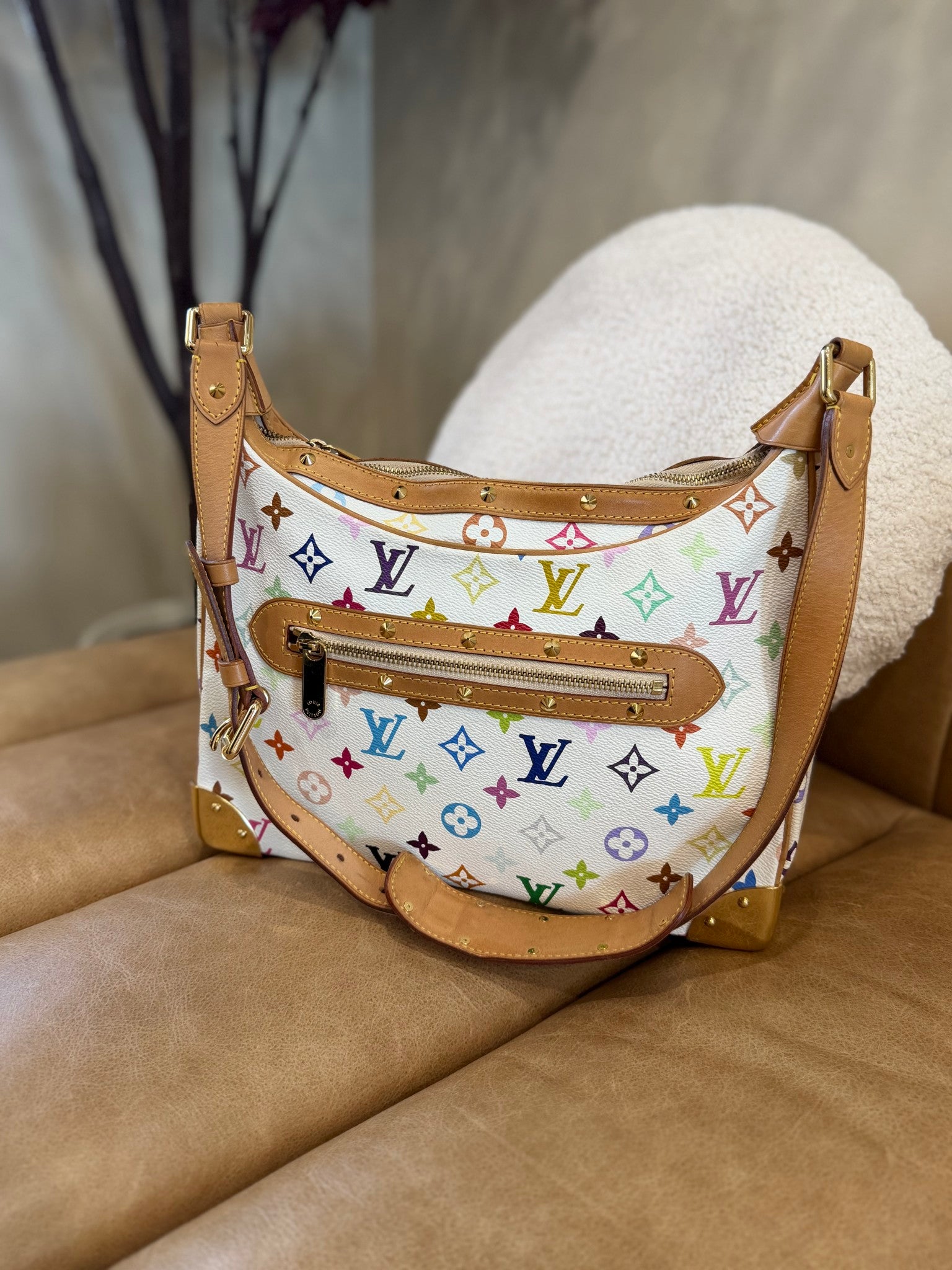 Louis Vuitton White Multicolore Monogram Boulogne Shoulder Bag