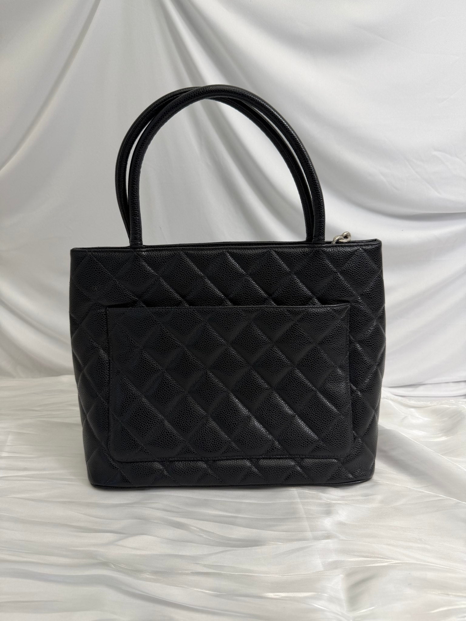Chanel Black Quilted Caviar Medallion Tote Bag
