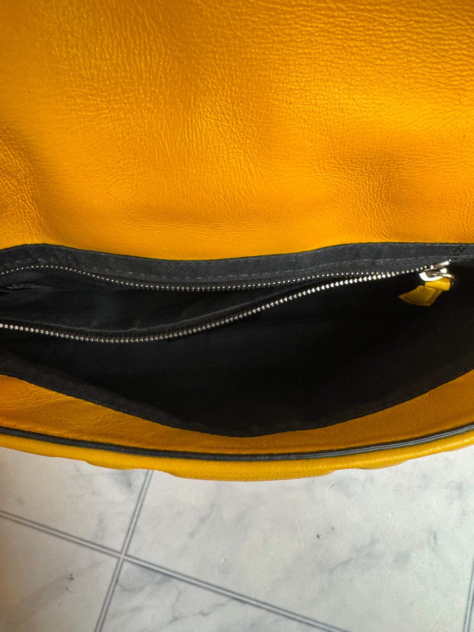 Fendi Yellow Zucca Embossed Leather Baguette 2Way Bag