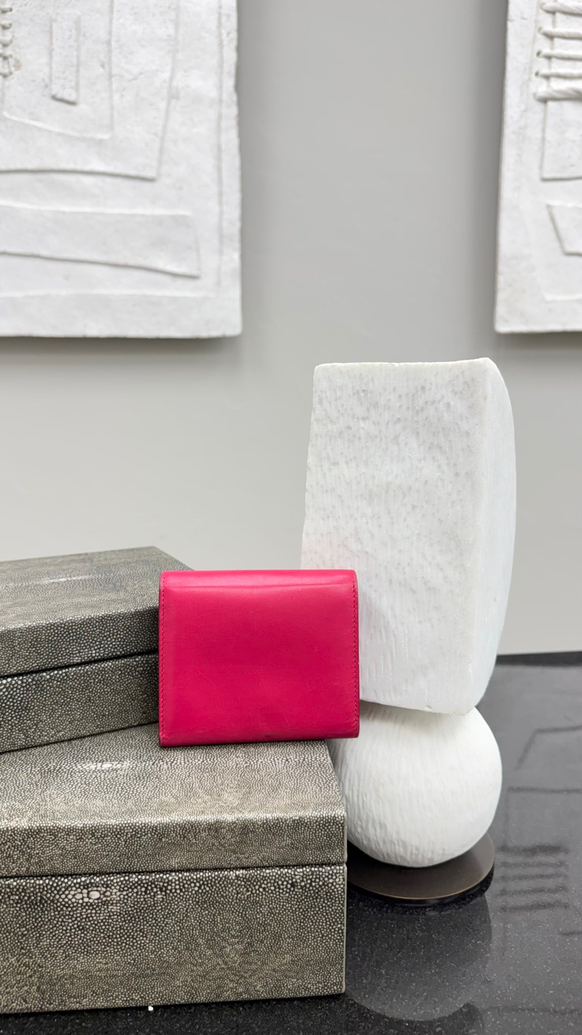 Saint Laurent YSL Hot Pink Leather Compact Wallet