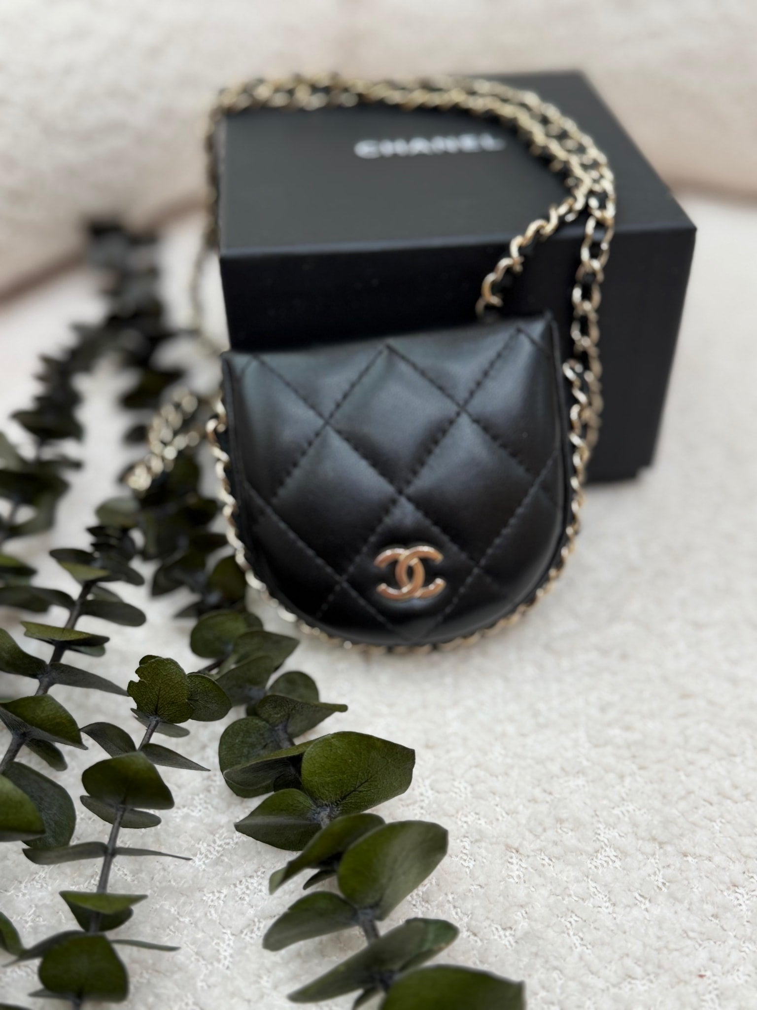 Chanel Black Lambskin Mini Coco Mail Flap Bag