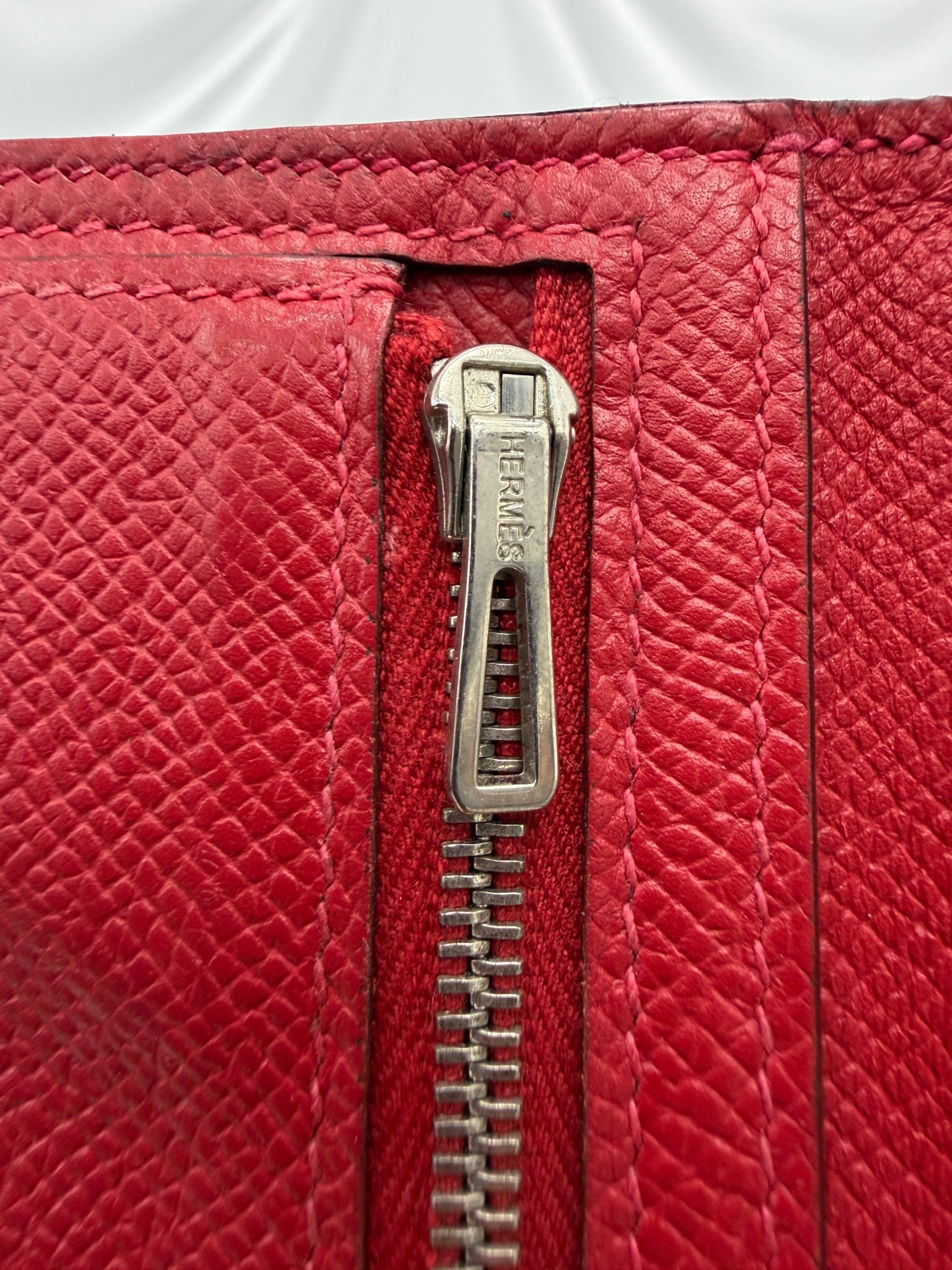 Hermes Red Leather Bearn Wallet